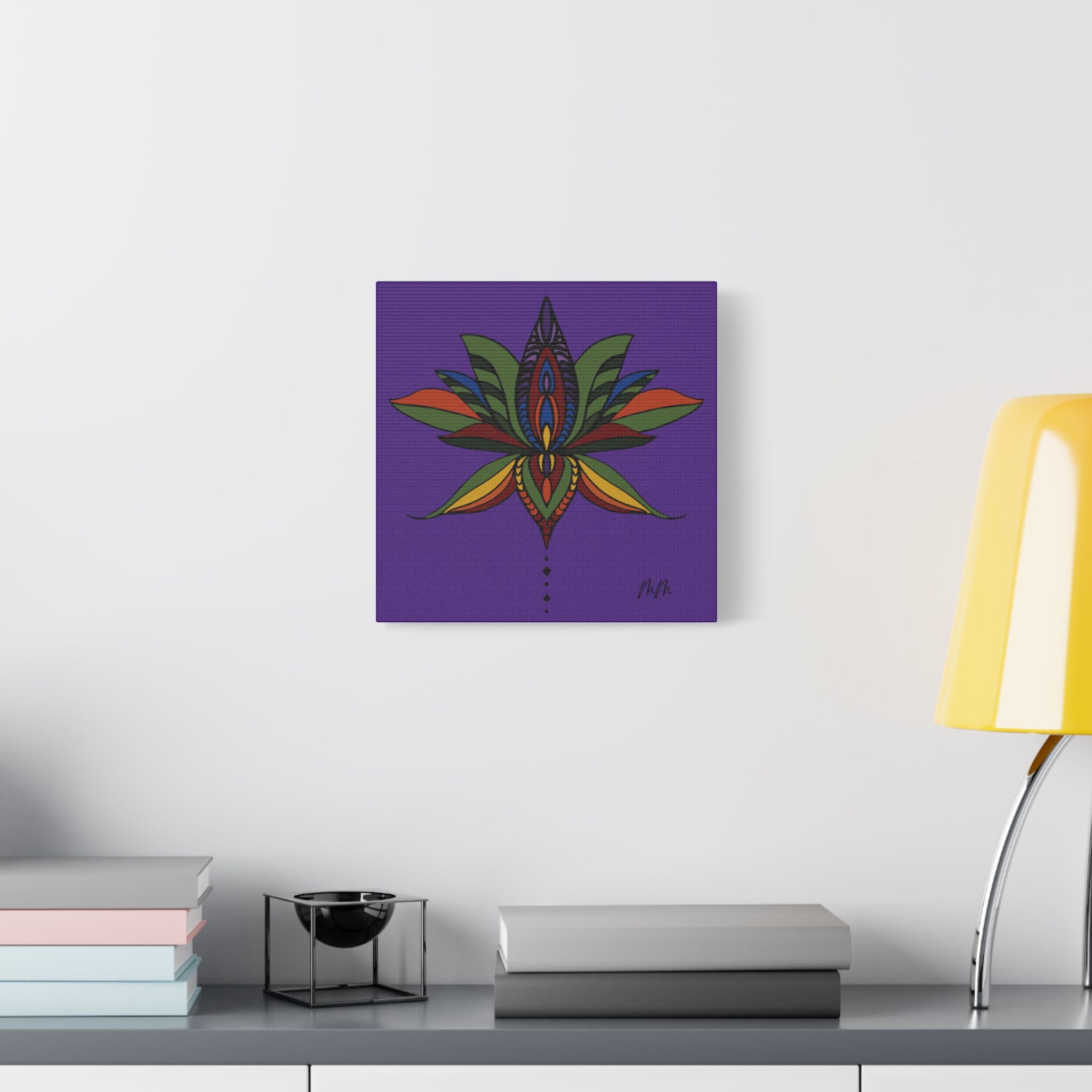 Martha Mandala Colorful Lotus Art Satin Stretched Canvas