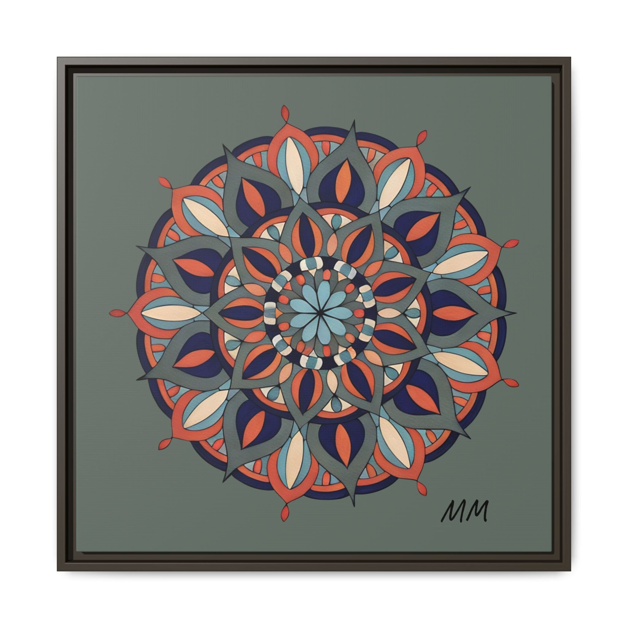 Delilah Framed Mandala Wall Art — Matte Canvas Floral Geometric Print