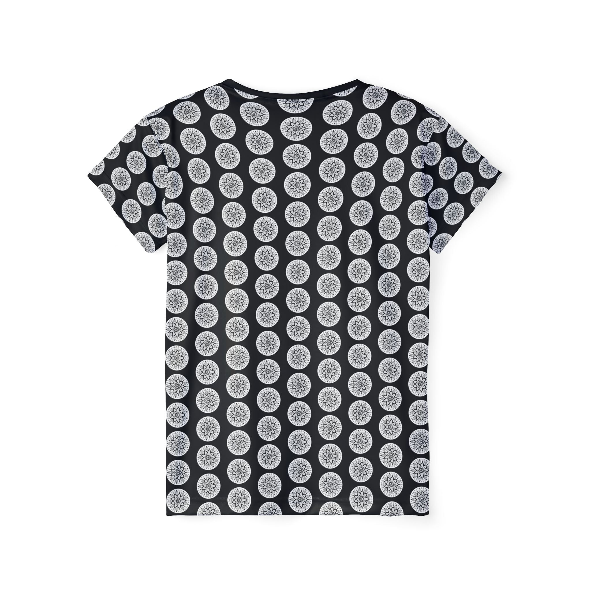 Martin Mandala Women's Athletic Jersey — Black & White Geometric Circle All-Over Print