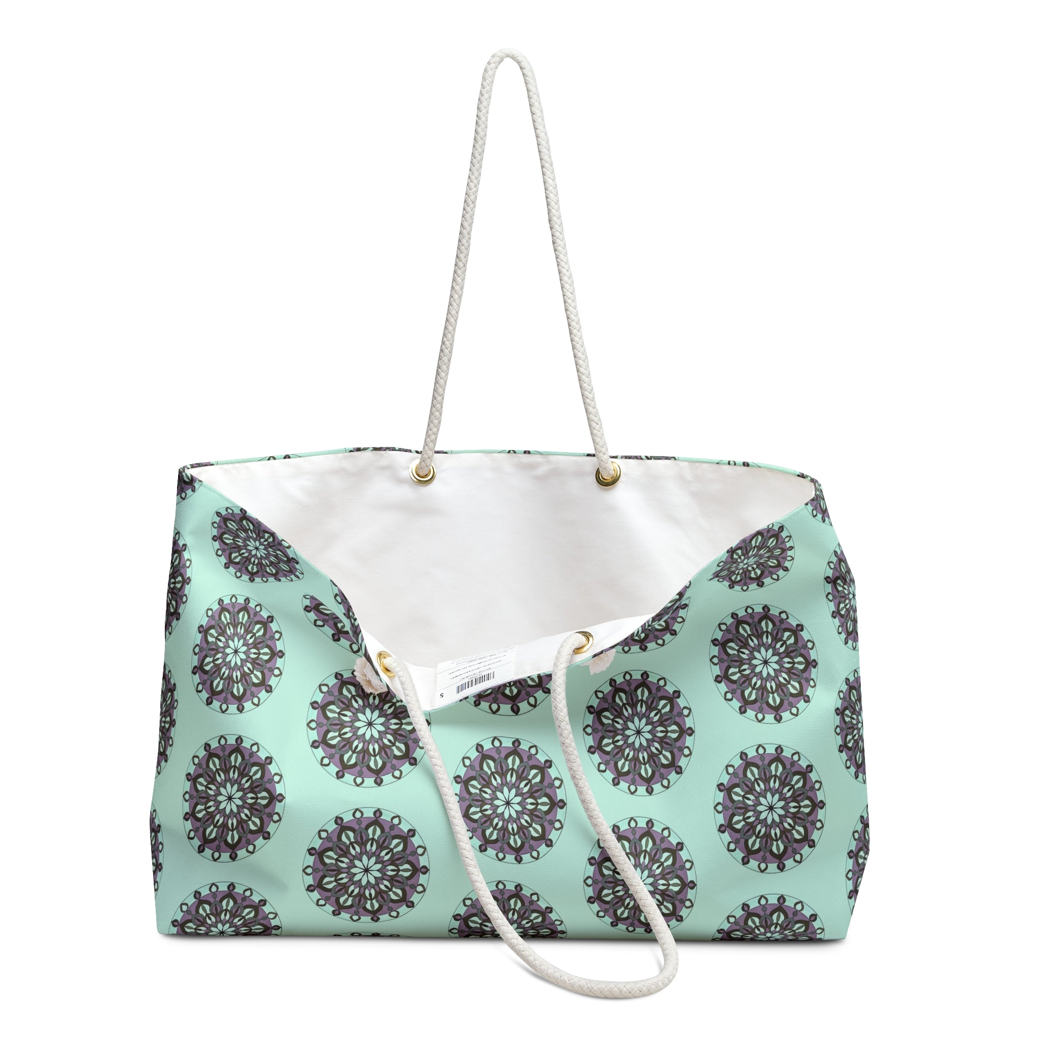 Gemma Mint Mandala Weekender Bag — Boho Travel Tote for Weekend Getaways