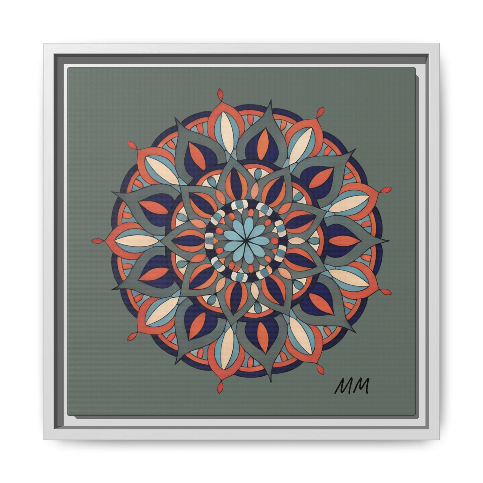 Delilah Framed Mandala Wall Art — Matte Canvas Floral Geometric Print