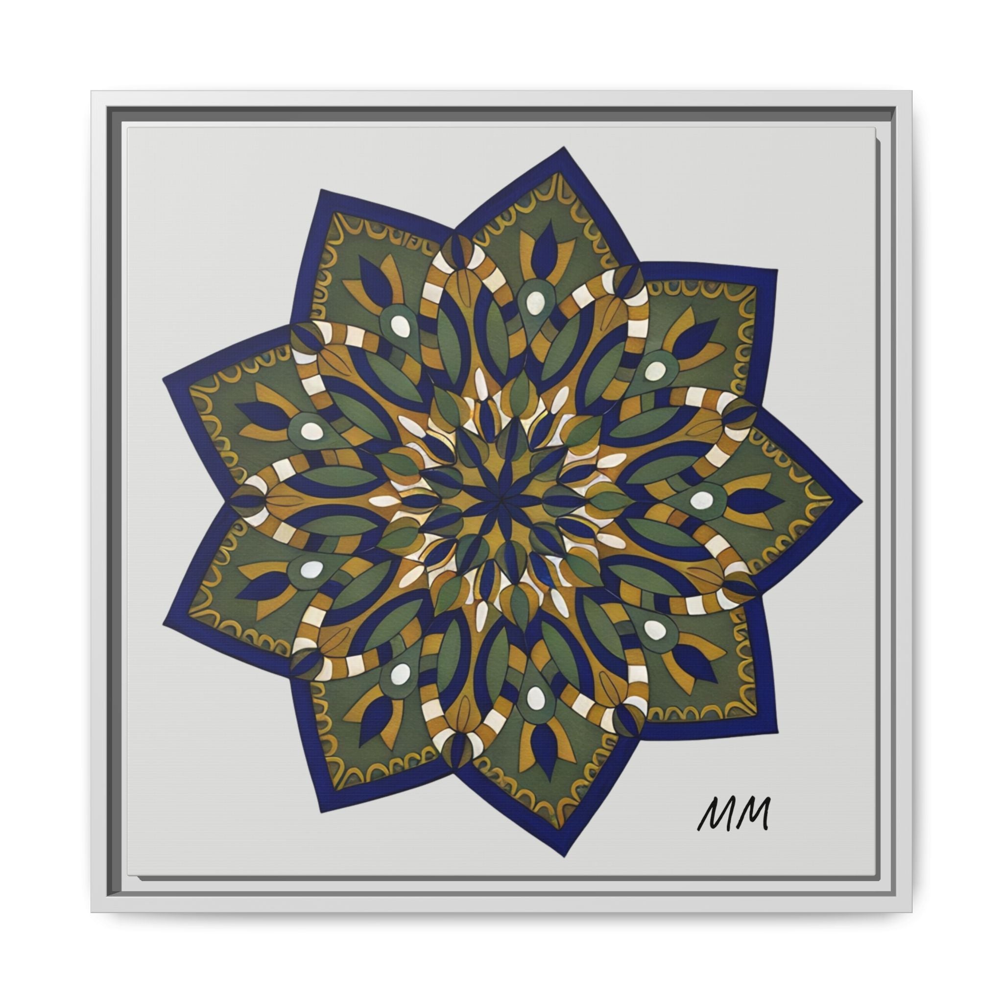 Nata Mandala Wall Art Print — Framed Matte Canvas (Multi-Color)