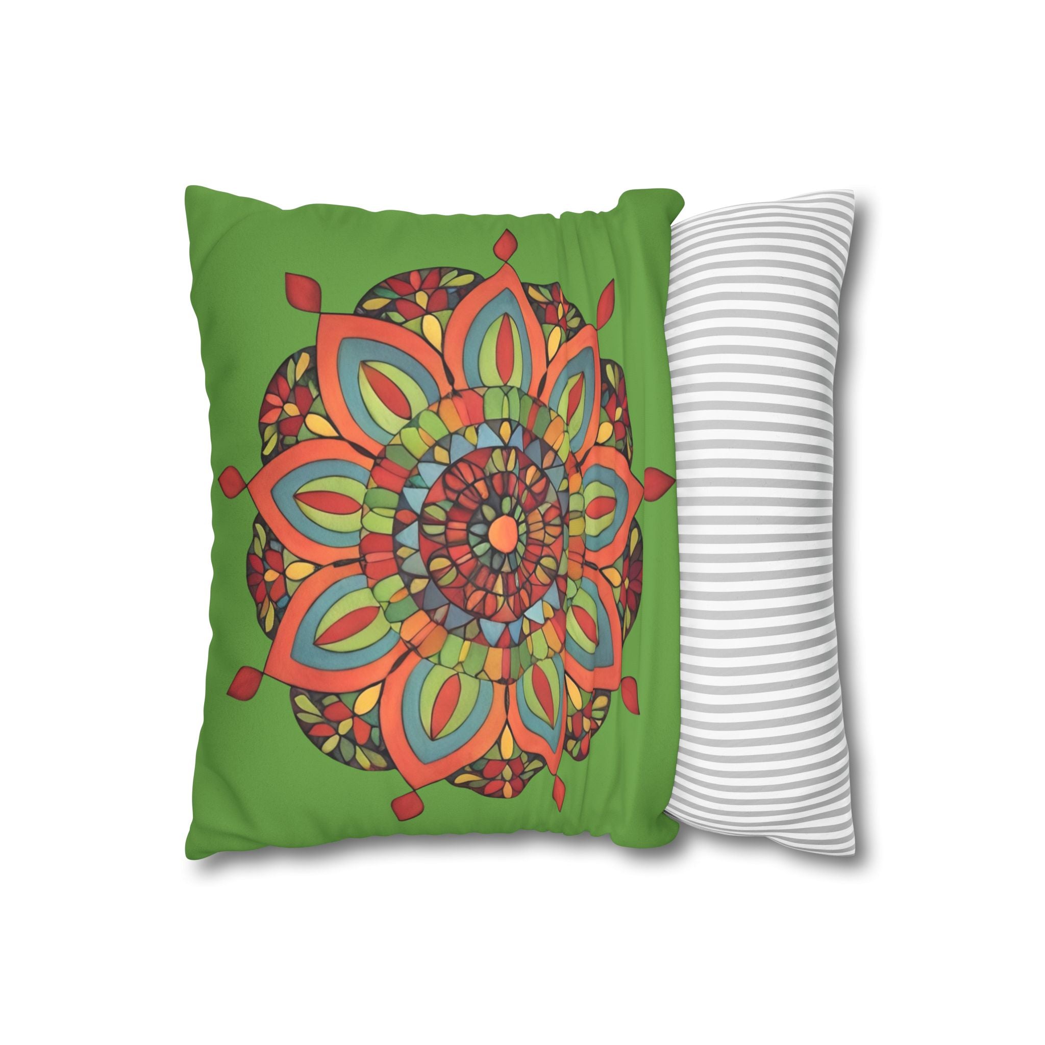 Sadie Mandala Art Boho Floral Mandala Pillowcase — Faux Suede Square Cushion Cover