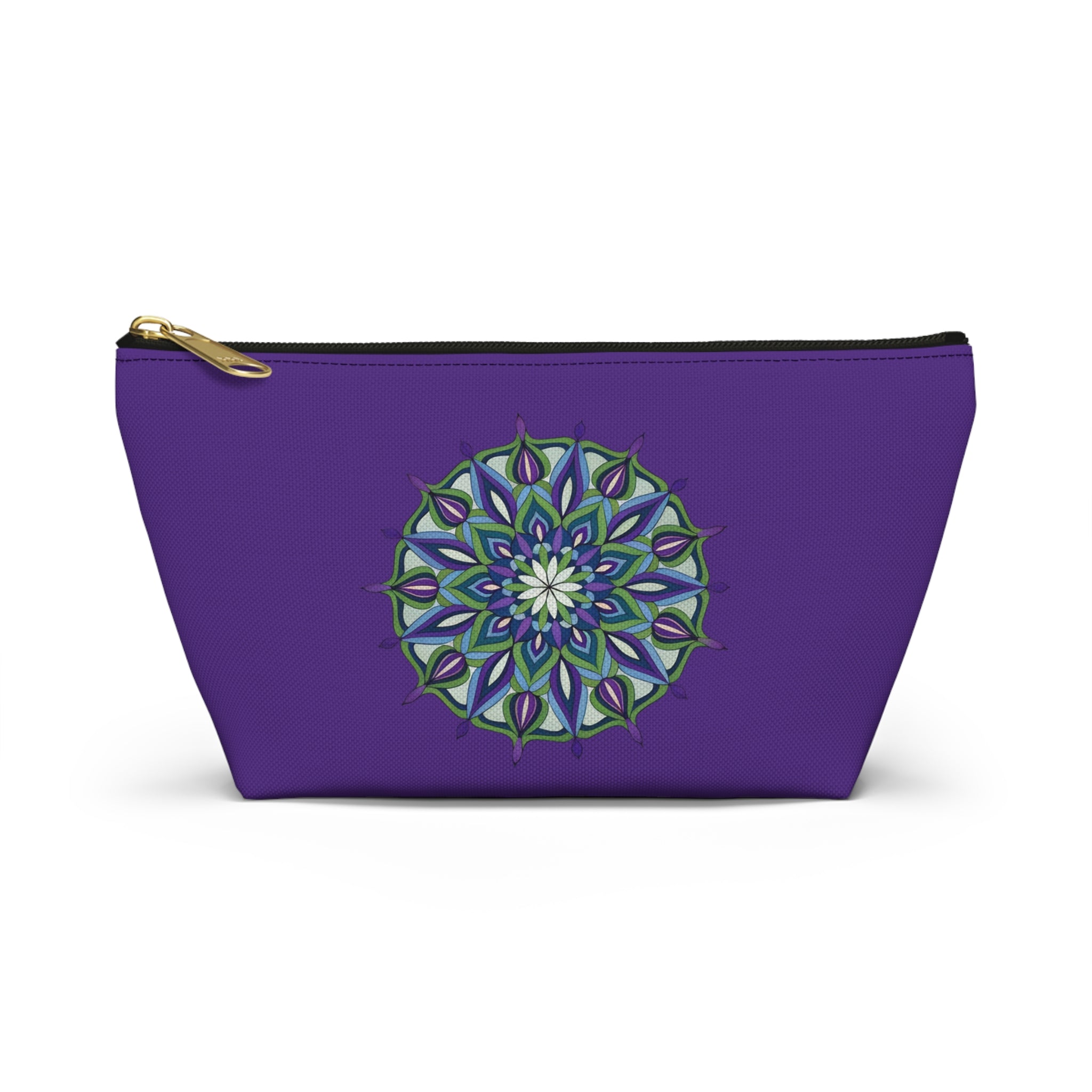Greeshmi Mandala Art Accessory Pouch — Purple T‑Bottom Cosmetic Bag
