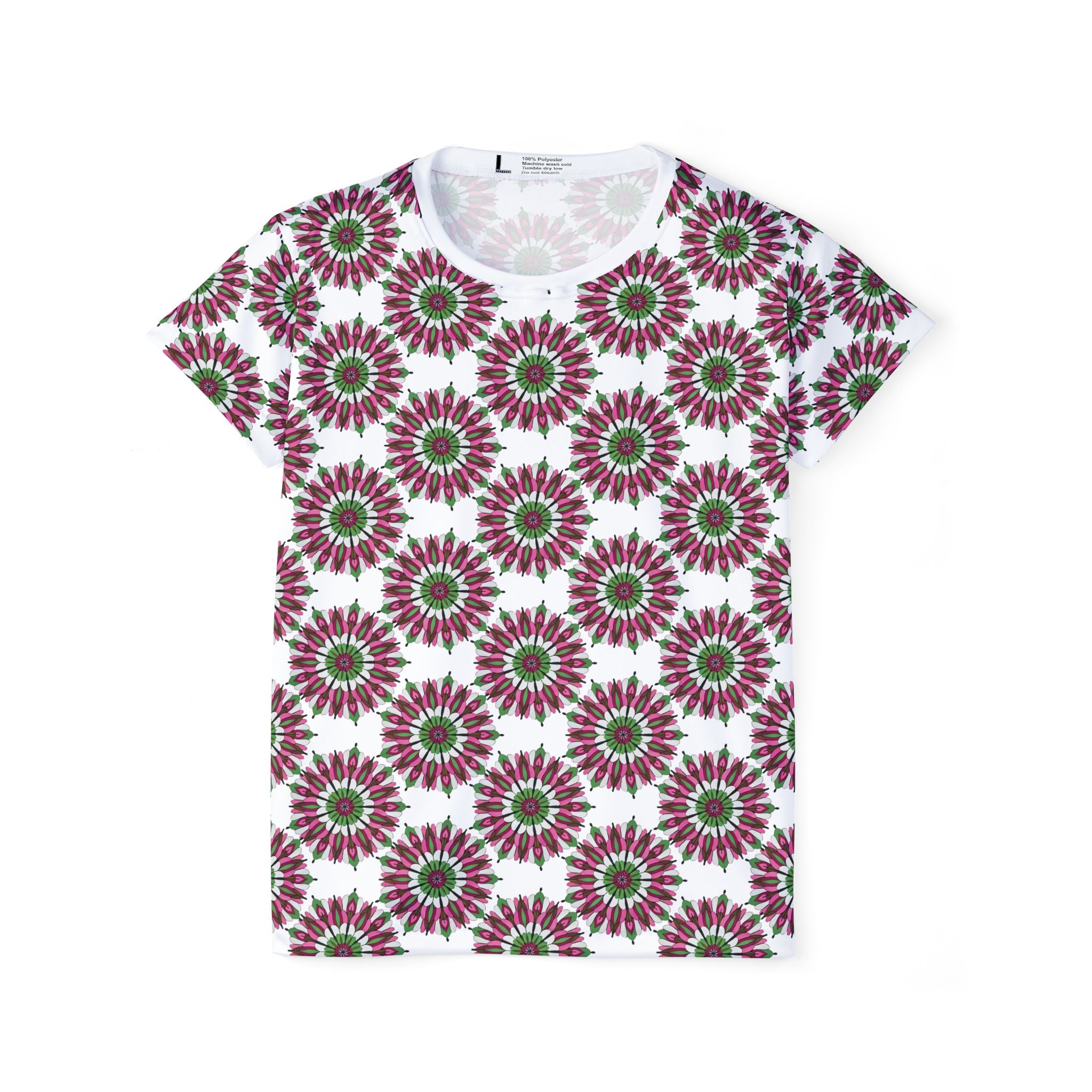 Rosie Mandala Women's Sports Jersey — Pink Green Floral Kaleidoscope All-Over Print