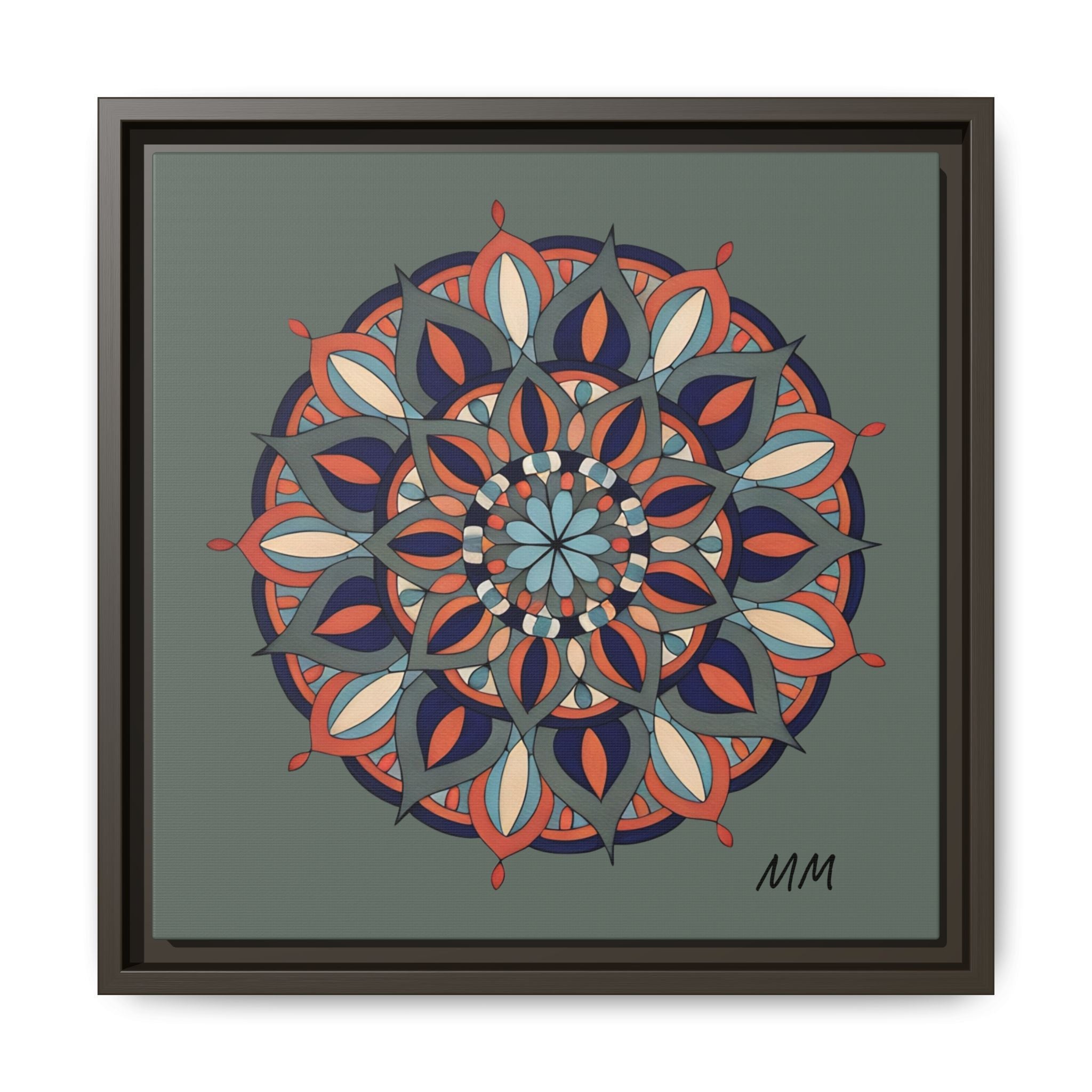 Delilah Framed Mandala Wall Art — Matte Canvas Floral Geometric Print