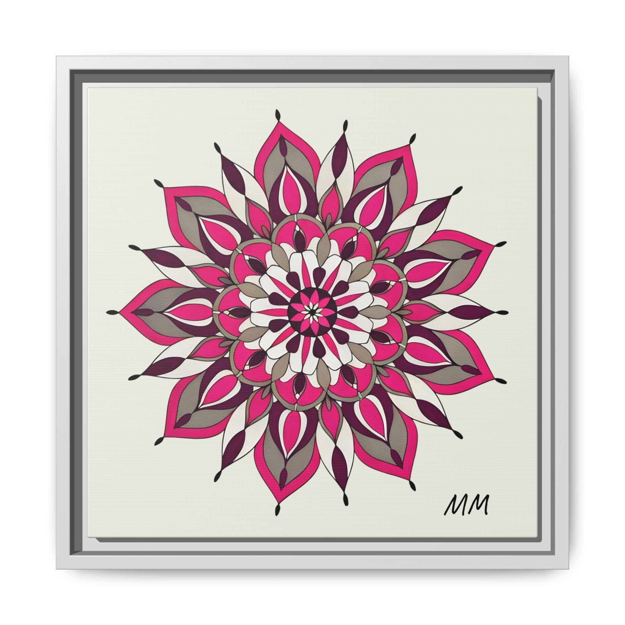 Maeve Framed Pink Mandala Matte Canvas Art — Modern Floral Wall Decor