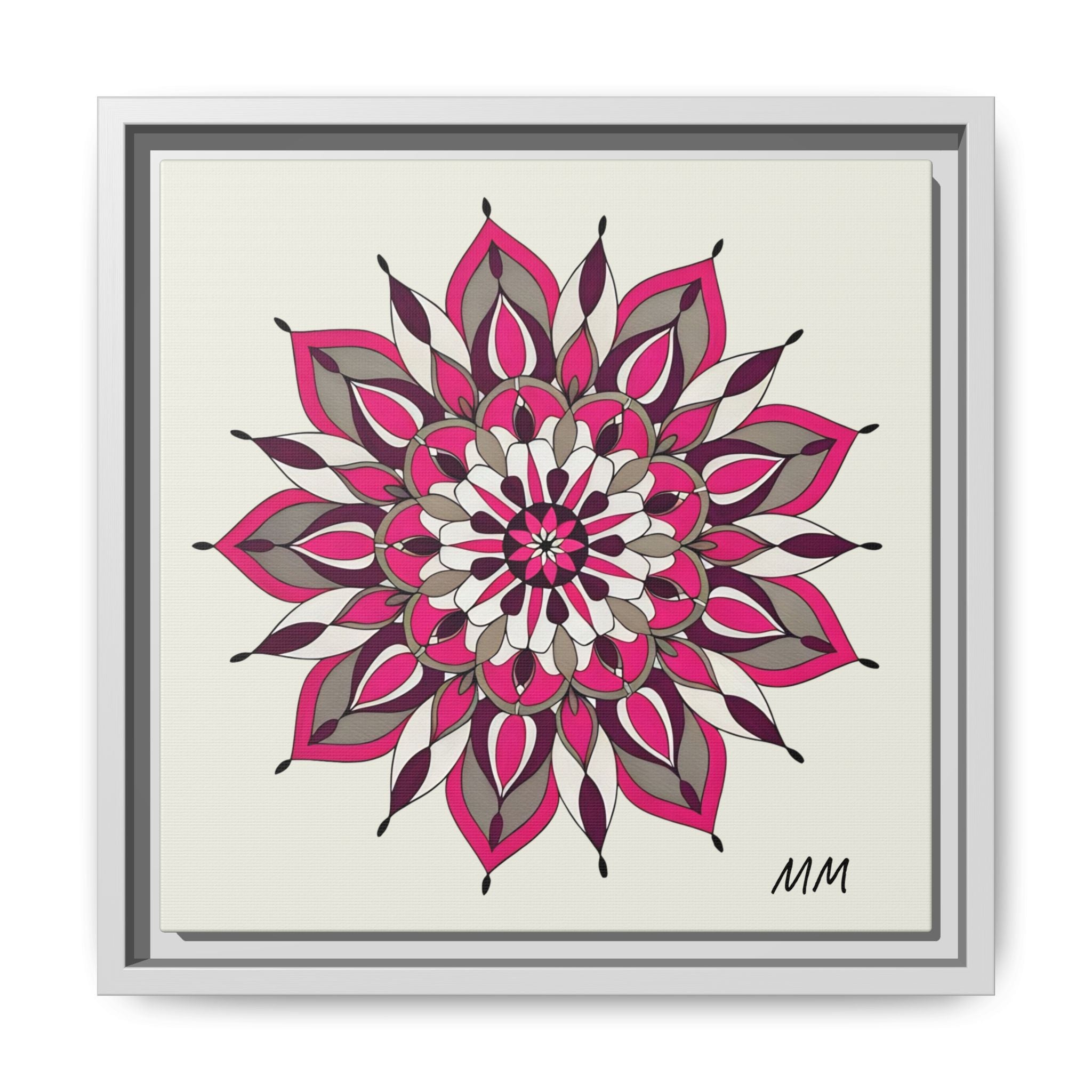 Maeve Framed Pink Mandala Matte Canvas Art — Modern Floral Wall Decor