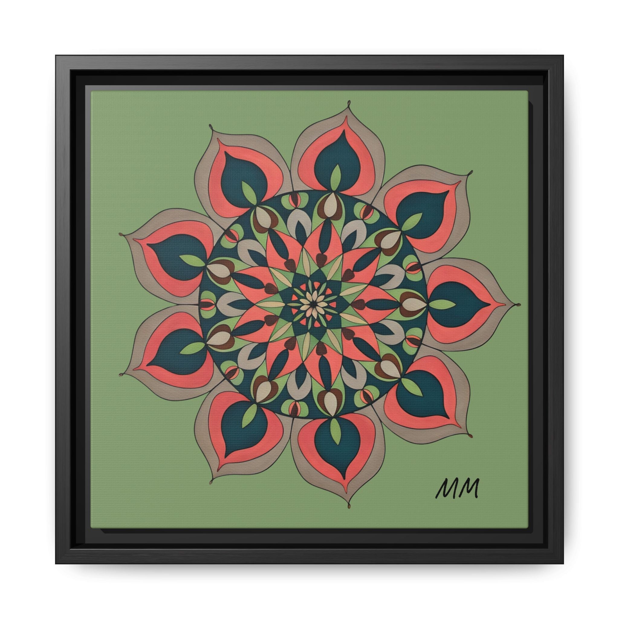 Aria Mandala Boho Floral Framed Canvas Art