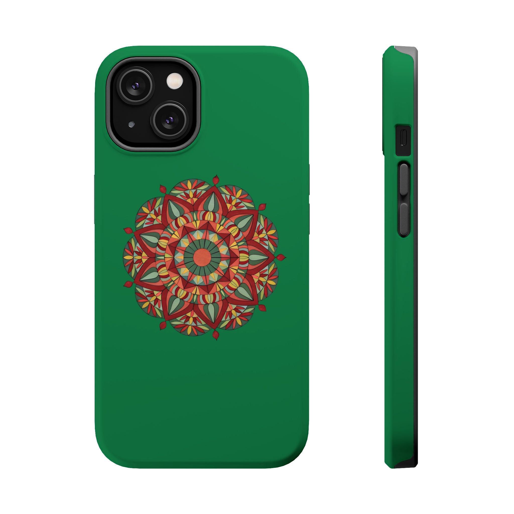 Thalia Mandala Art Impact-Resistant Magnetic Phone Case — Red Green Floral Mosaic