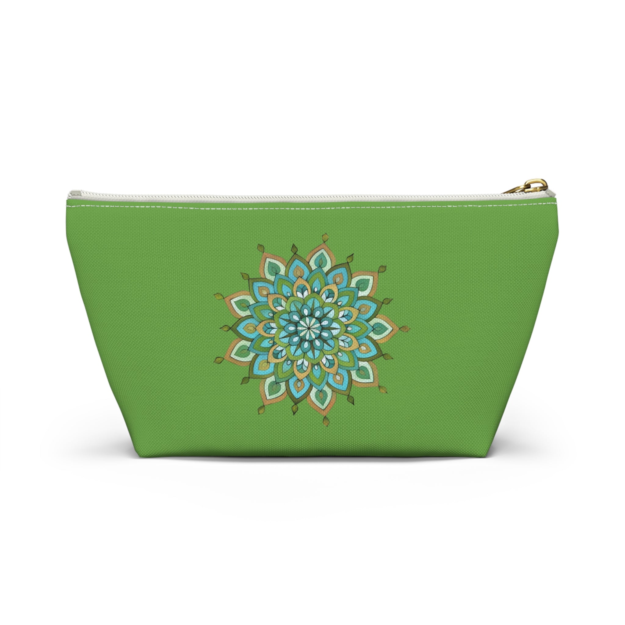 Mary Mandala Art Green Mandala Accessory Pouch — T‑Bottom Cosmetic Bag