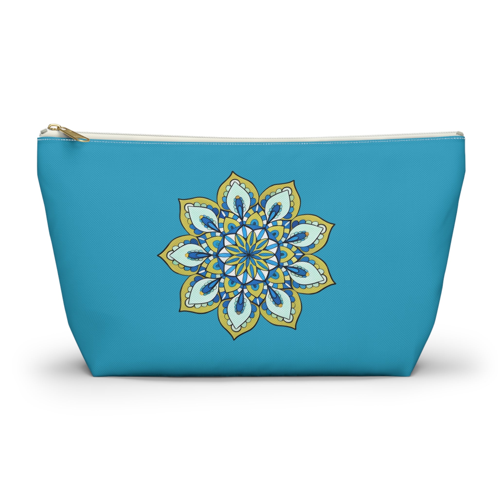 Atarf Mandala Turquoise Accessory Pouch — T‑Bottom Cosmetic Bag