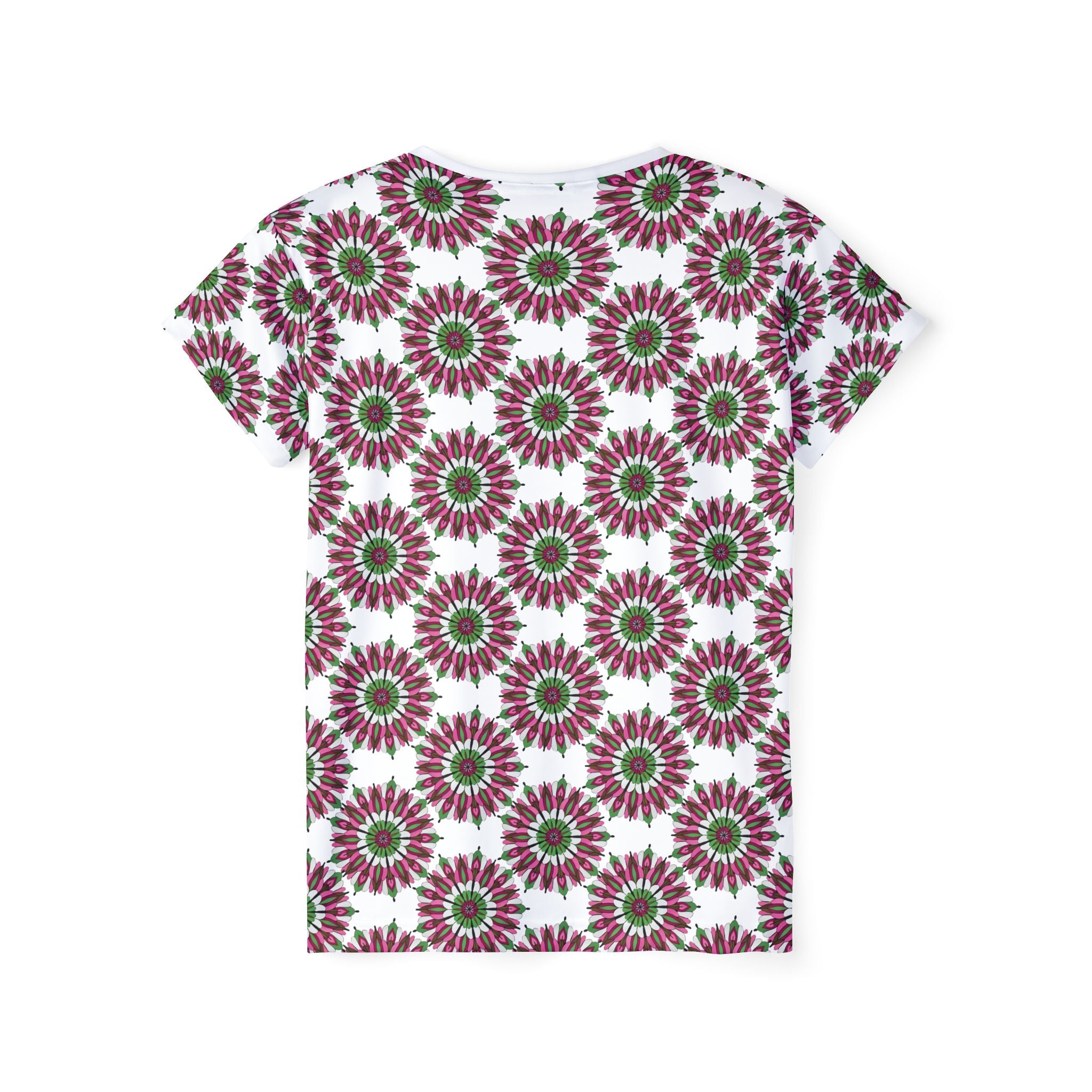 Rosie Mandala Women's Sports Jersey — Pink Green Floral Kaleidoscope All-Over Print
