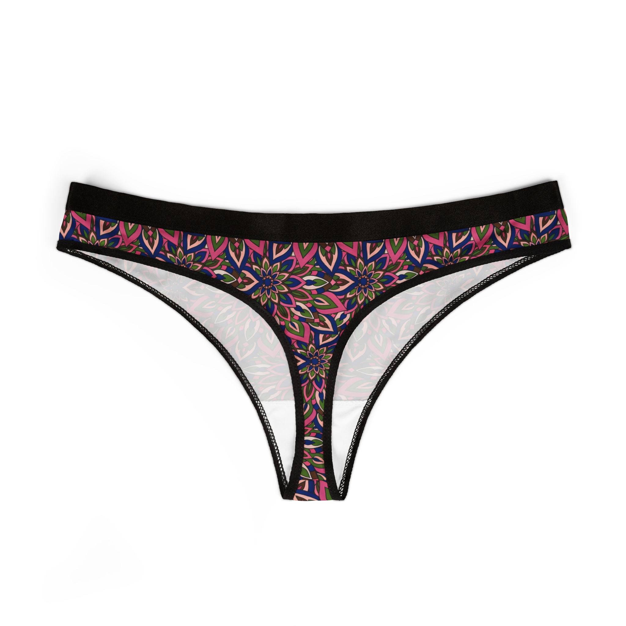 Laura Mandala Art Floral Kaleidoscope Women's Thong — Colorful Mandala Print Seamless Panty