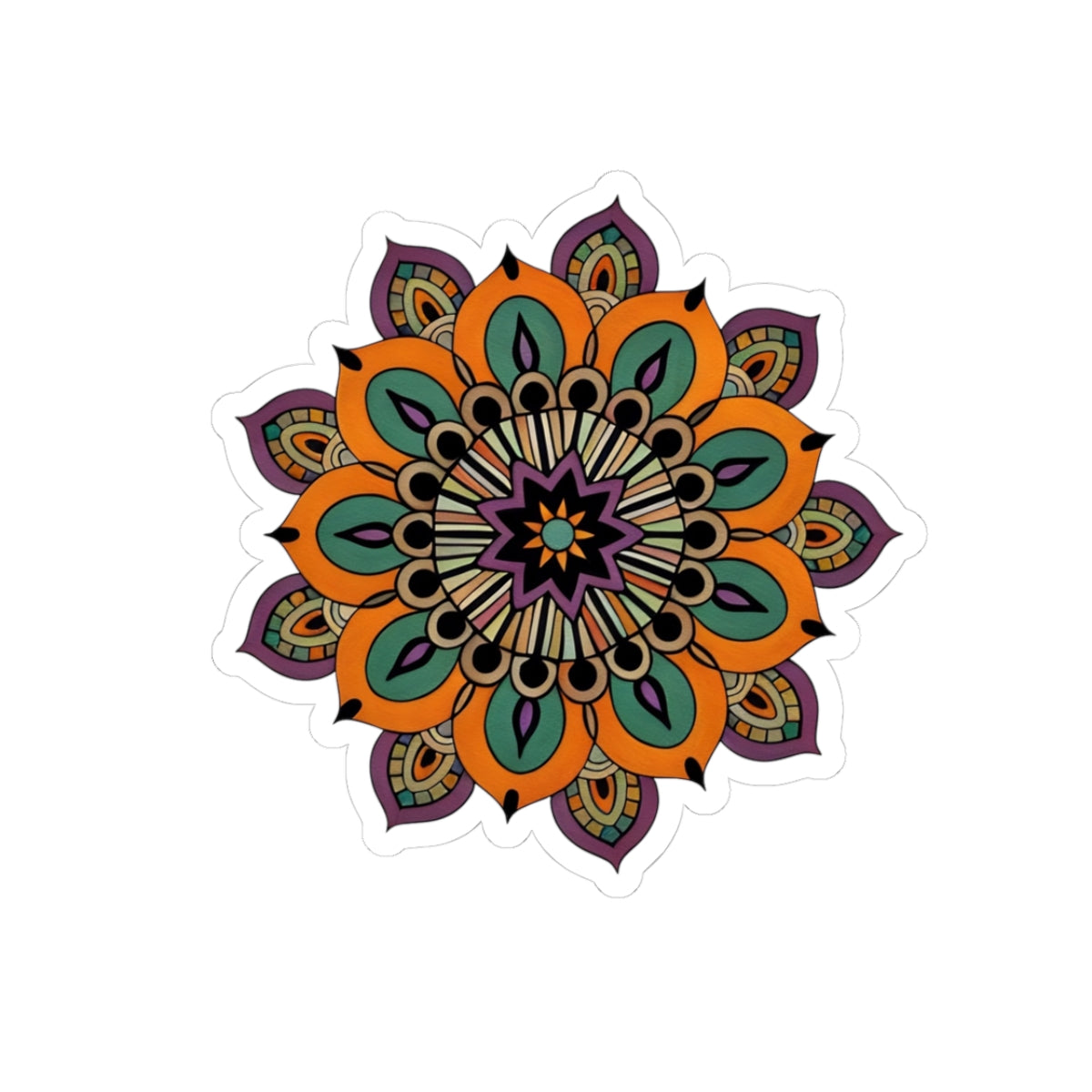Angie Mandala Kiss-Cut Sticker — Colorful Boho Floral Laptop Decal