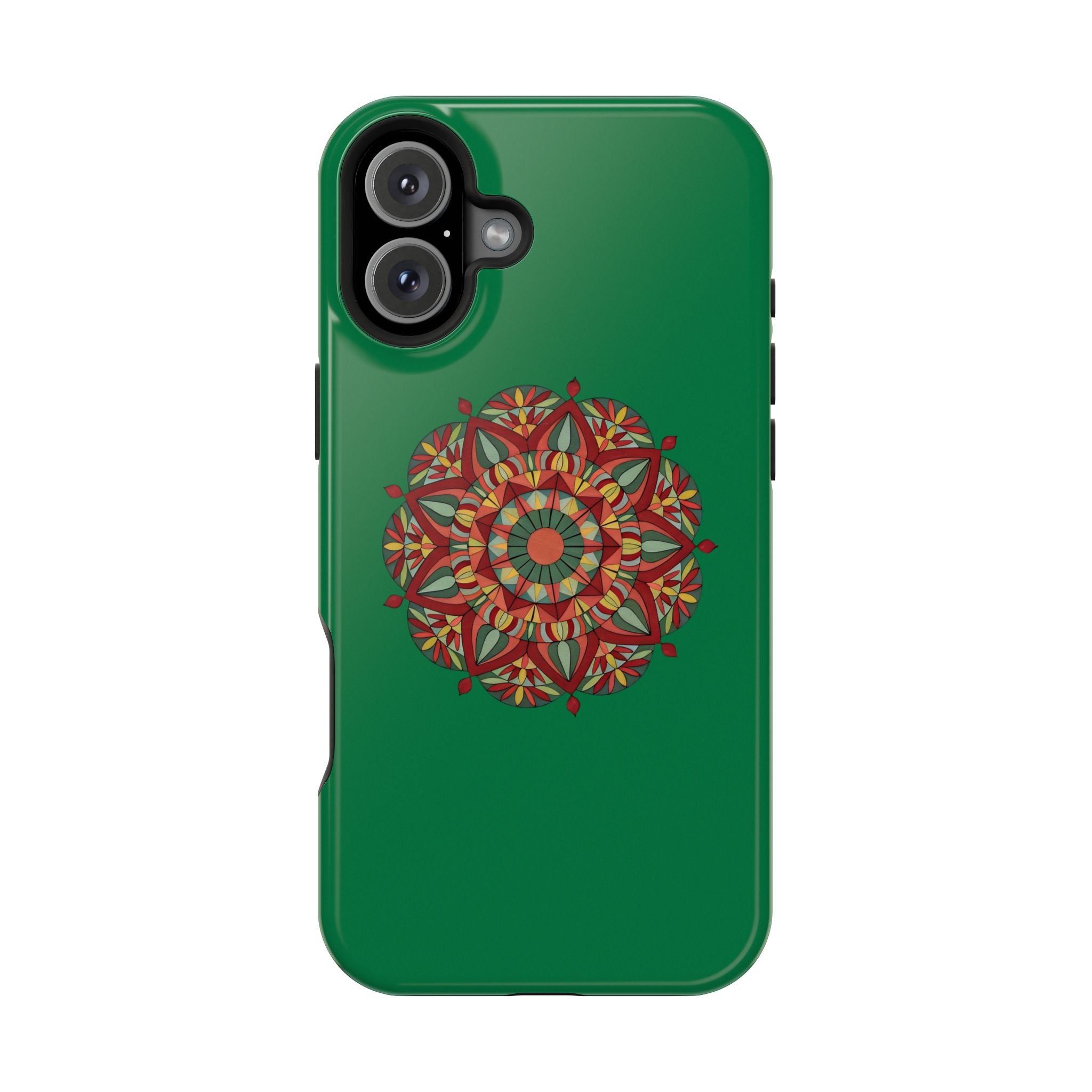 Thalia Mandala Art Impact-Resistant Magnetic Phone Case — Red Green Floral Mosaic