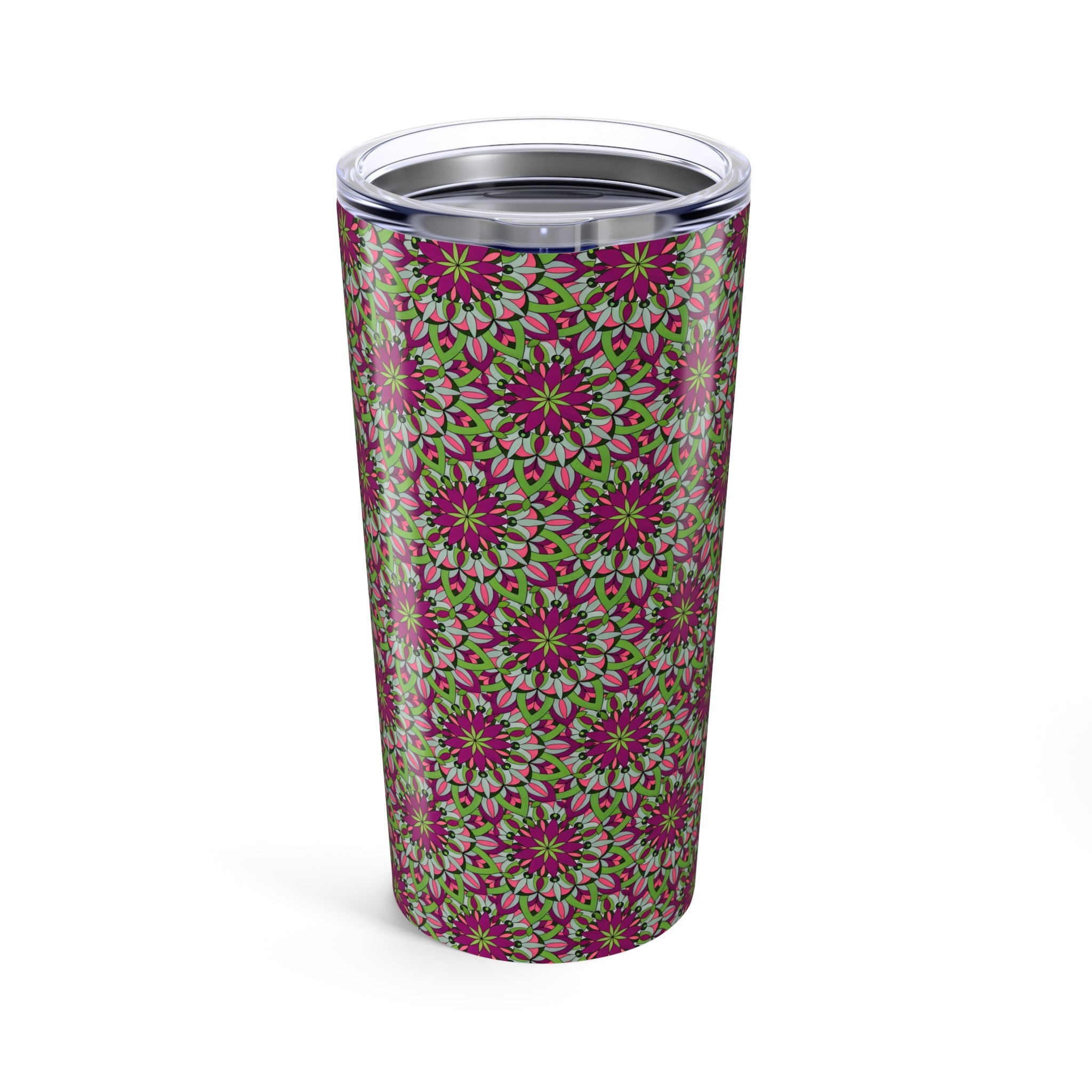 Cali Mandala 20oz Floral Kaleidoscope Tumbler — Insulated Pink & Green Mandala Design