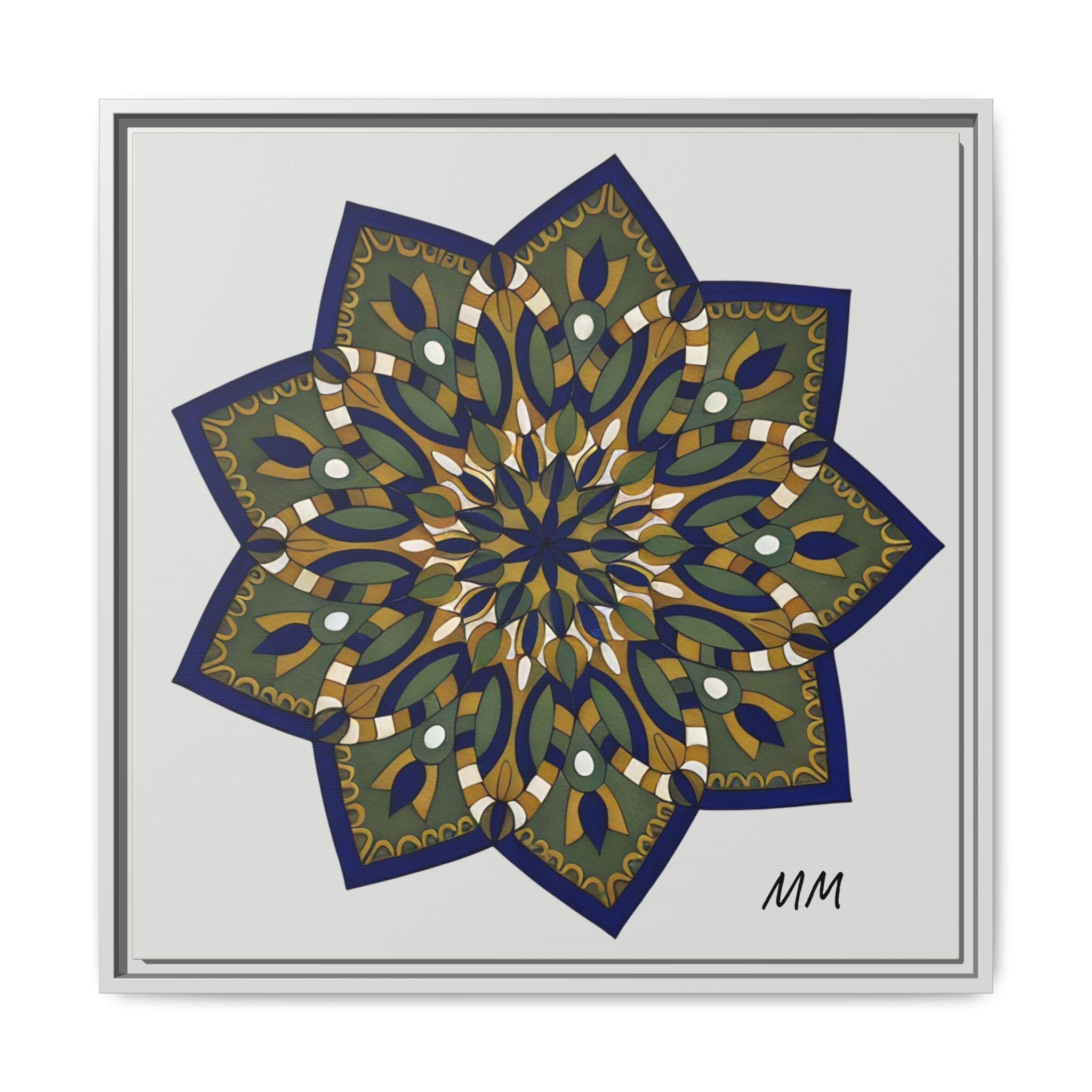 Nata Mandala Wall Art Print — Framed Matte Canvas (Multi-Color)