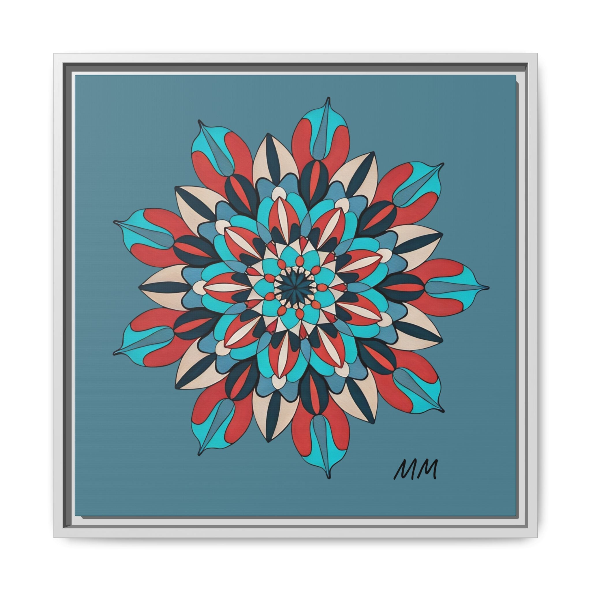 Ella Mandala Matte Canvas, Framed (Multi-color)