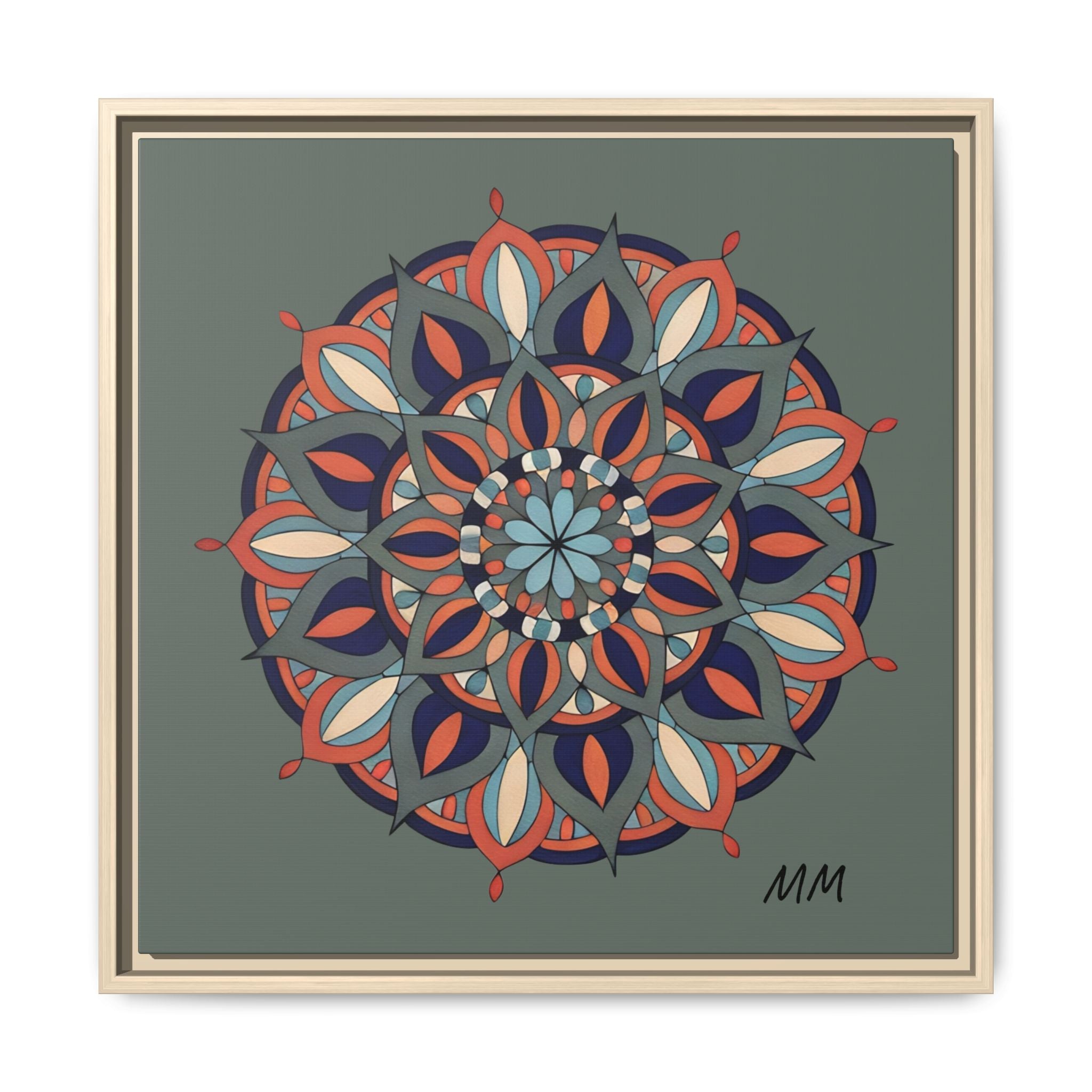 Delilah Framed Mandala Wall Art — Matte Canvas Floral Geometric Print
