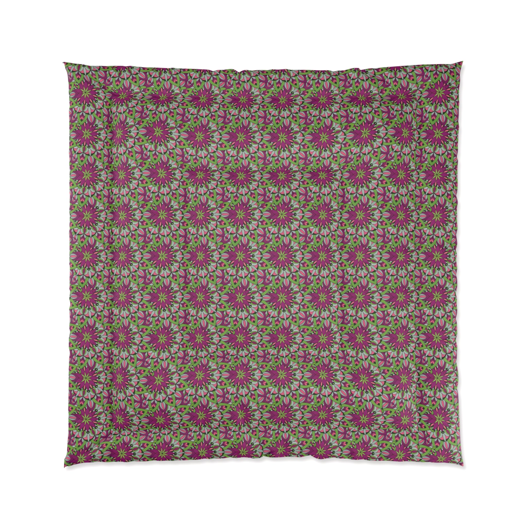 Avery Floral Mandala Comforter – Pink & Green Boho