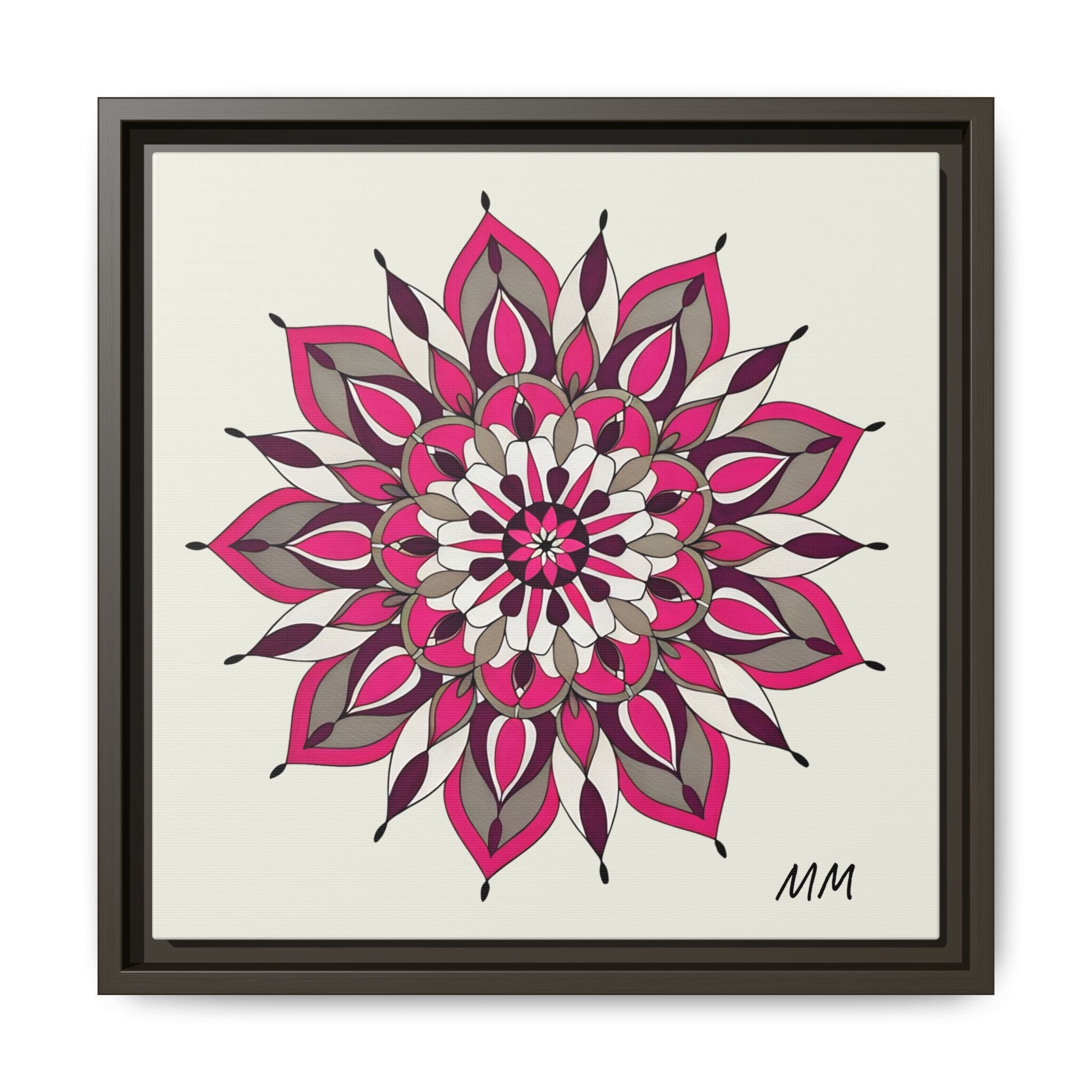 Maeve Framed Pink Mandala Matte Canvas Art — Modern Floral Wall Decor
