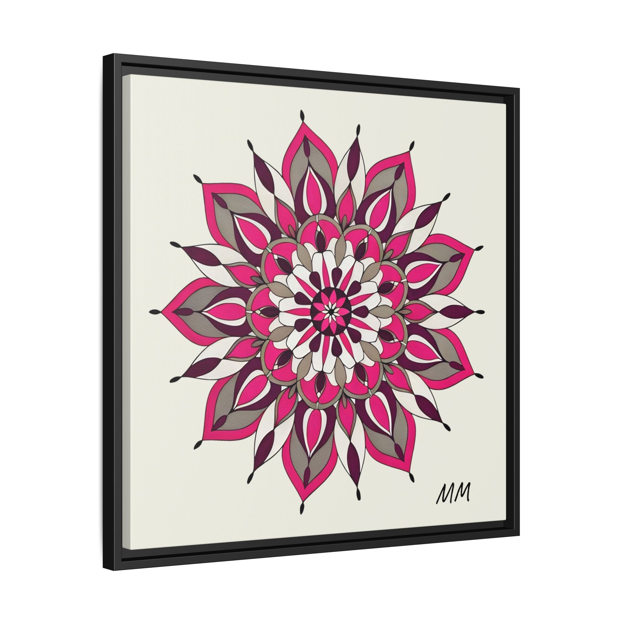 Maeve Framed Pink Mandala Matte Canvas Art — Modern Floral Wall Decor