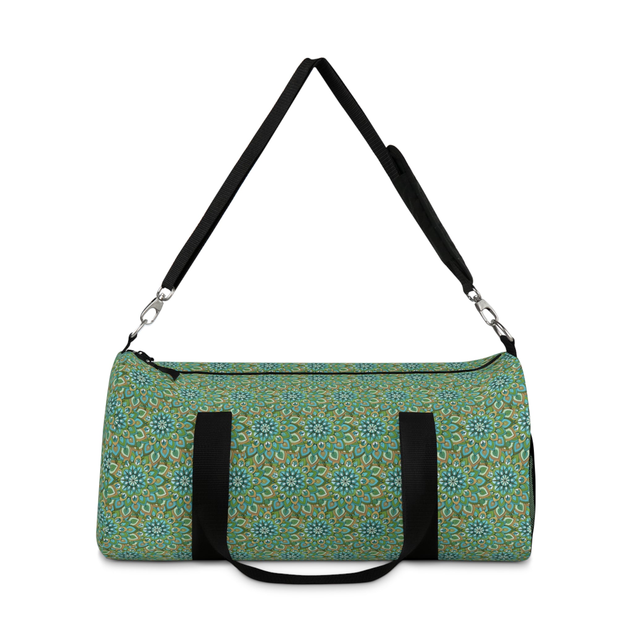 Mary Mandala Art Green Floral Mandala Duffel Bag – Boho Travel Gym Tote