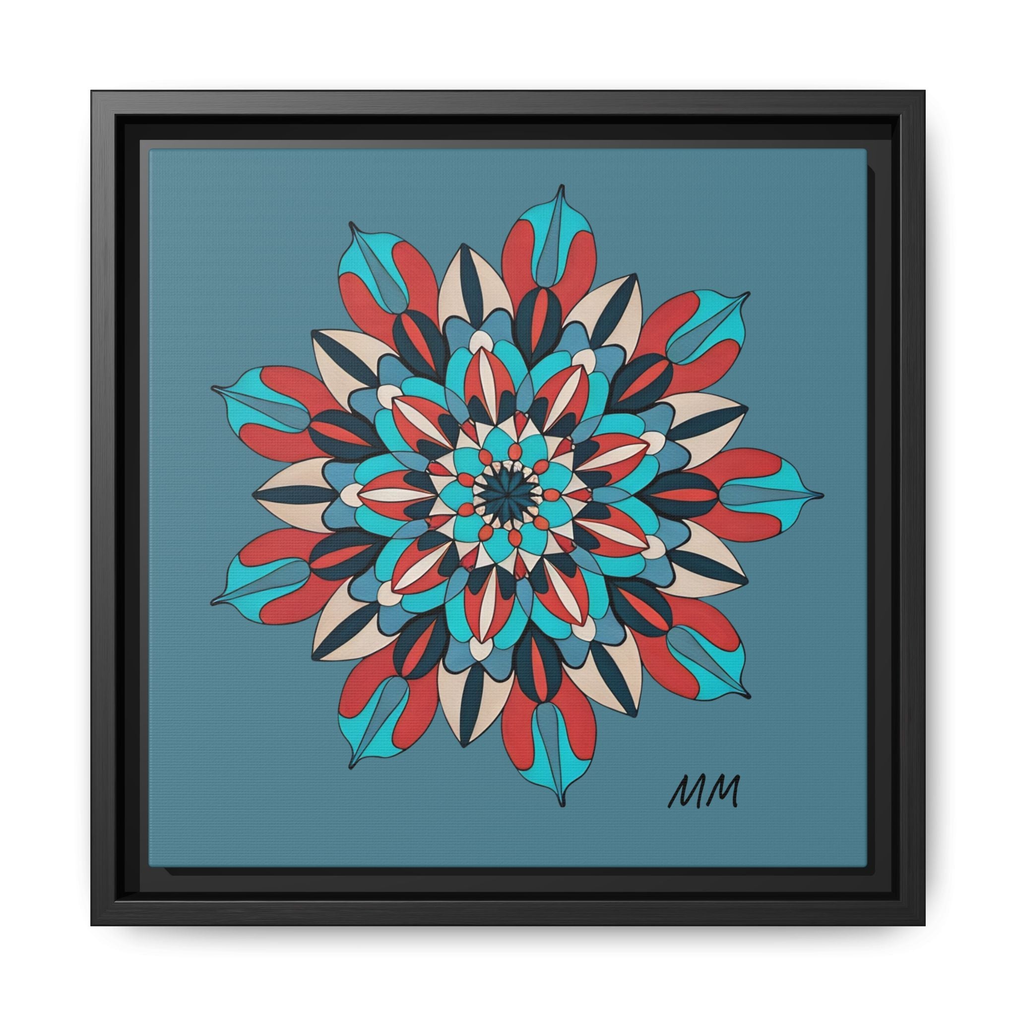 Ella Mandala Matte Canvas, Framed (Multi-color)