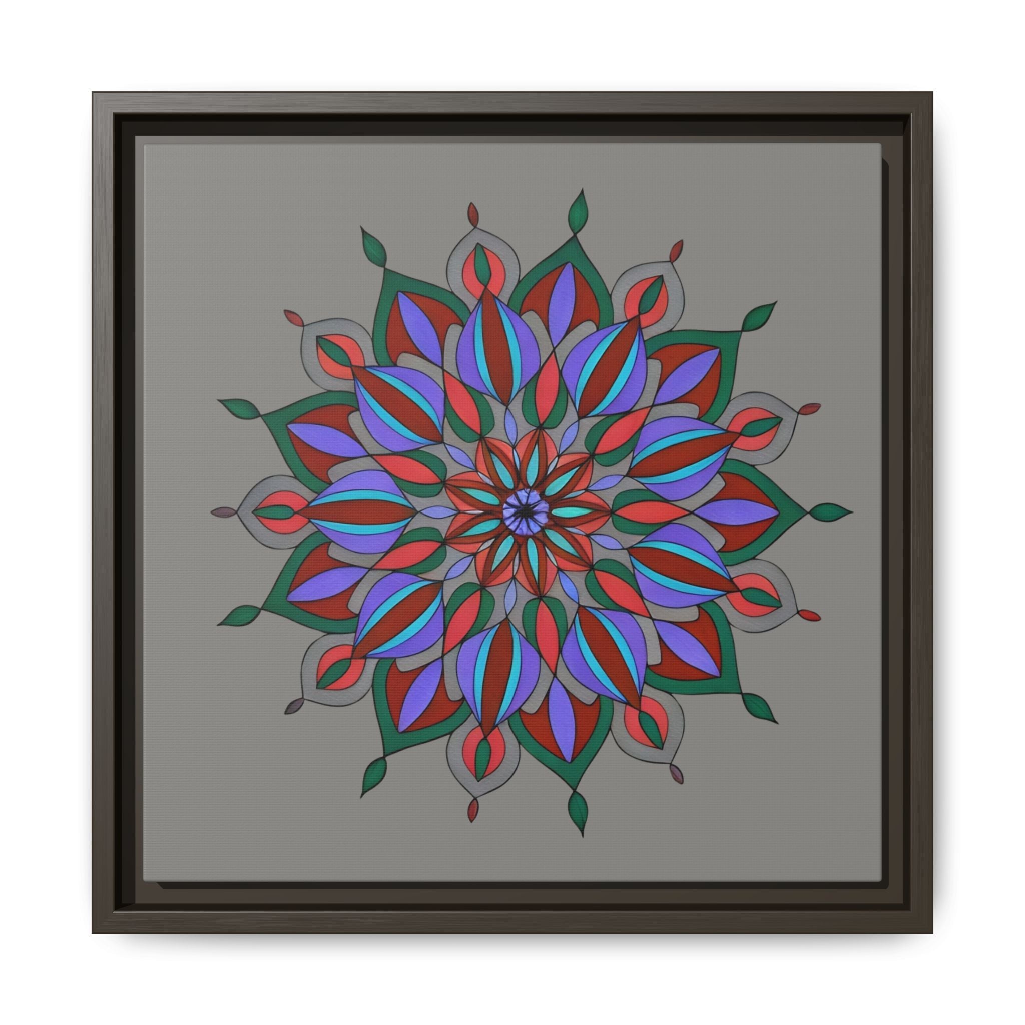 Maya Framed Floral Mandala Matte Canvas Wall Art — Teal Boho Home Decor