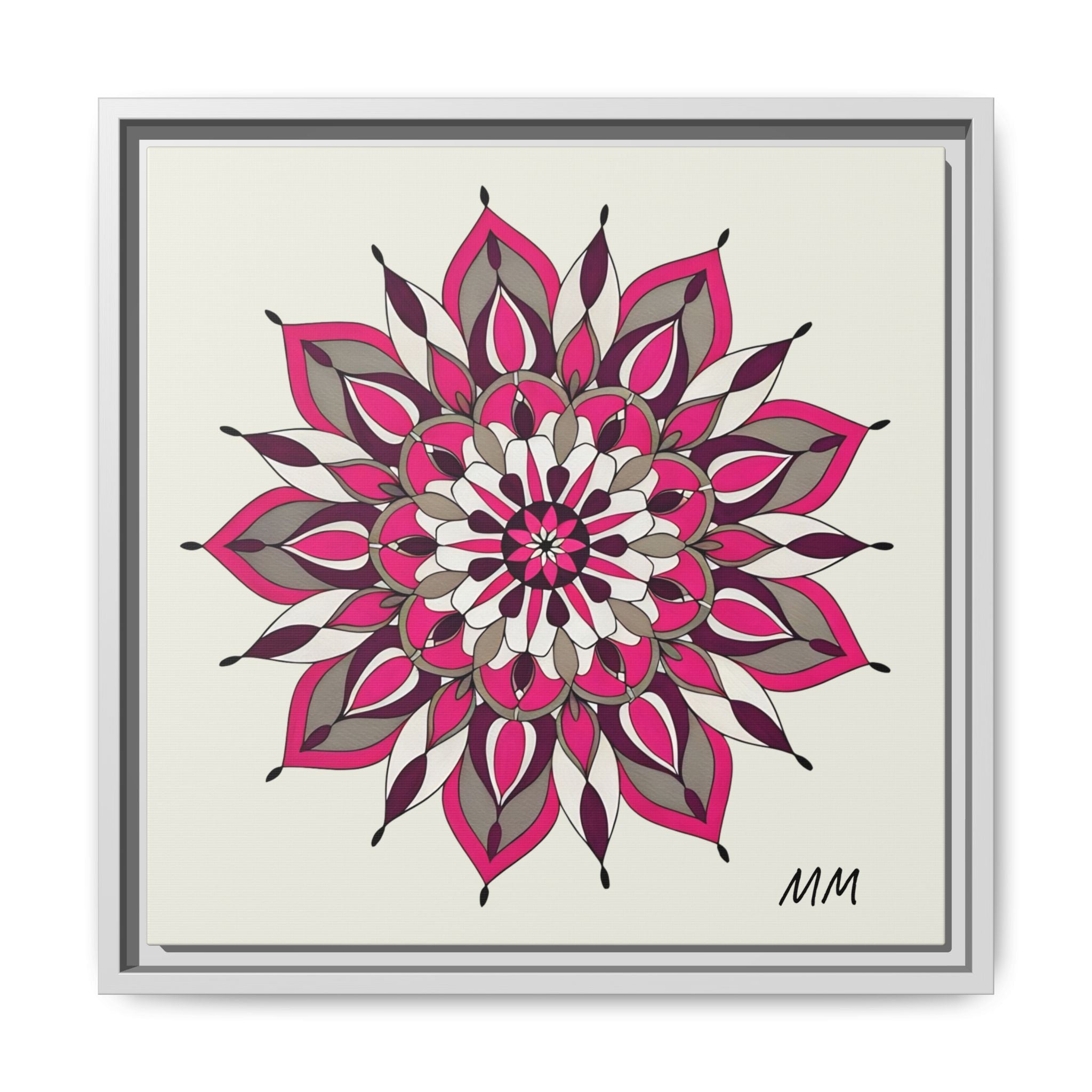 Maeve Framed Pink Mandala Matte Canvas Art — Modern Floral Wall Decor