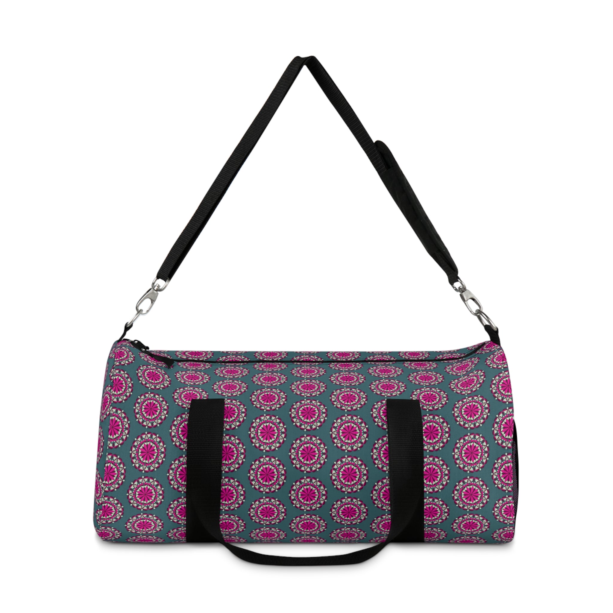 Evie Mandala Floral Mandala Duffel Bag — Pink & Teal Travel Gym Bag