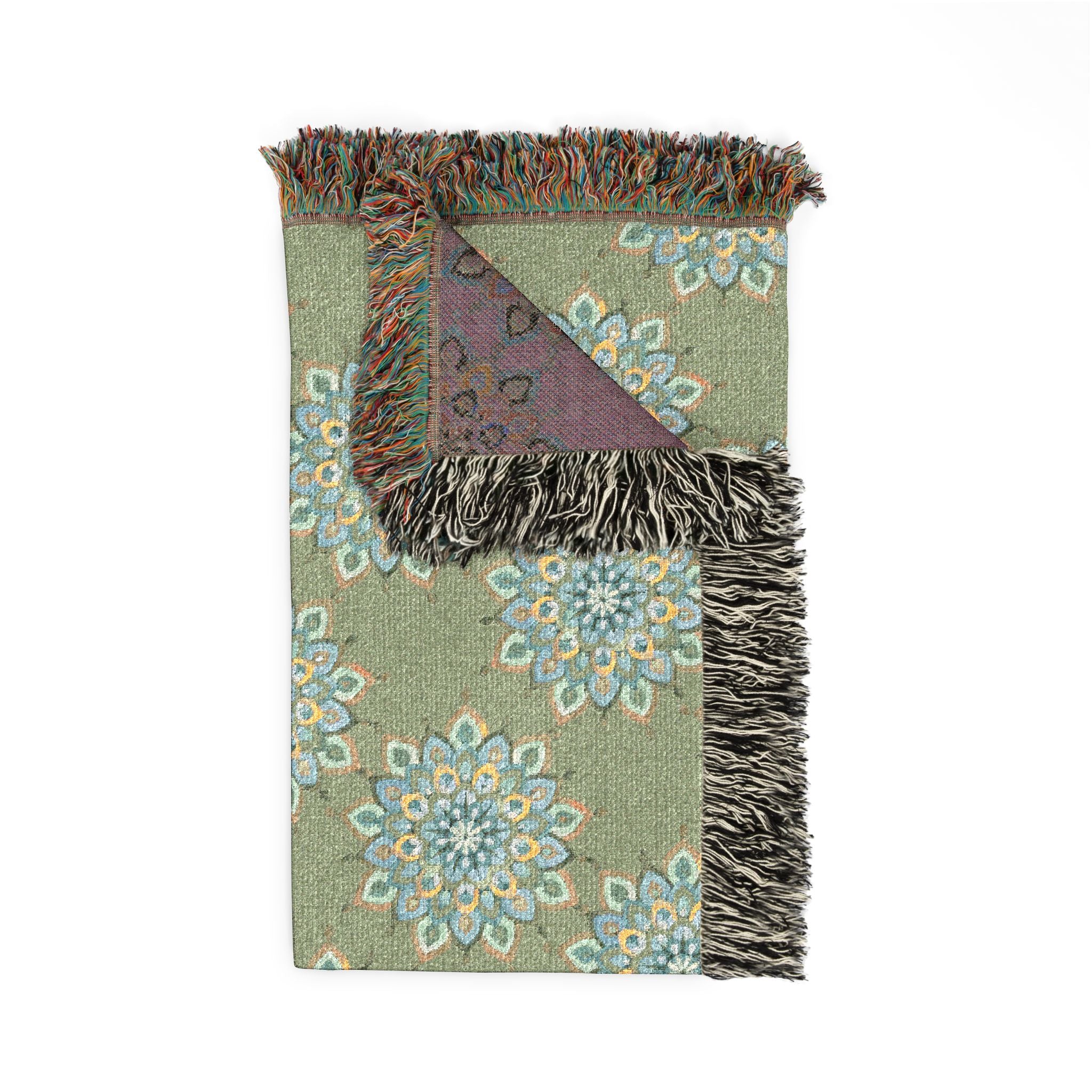 Mary Mandala Floral Mosaic Woven Blanket