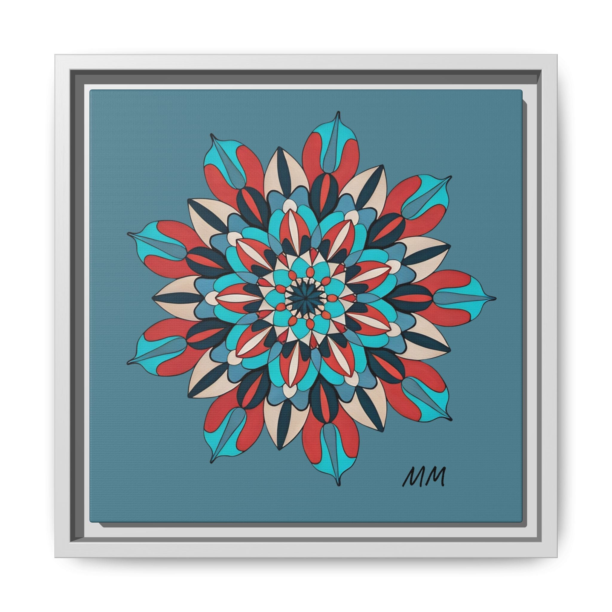 Ella Mandala Matte Canvas, Framed (Multi-color)
