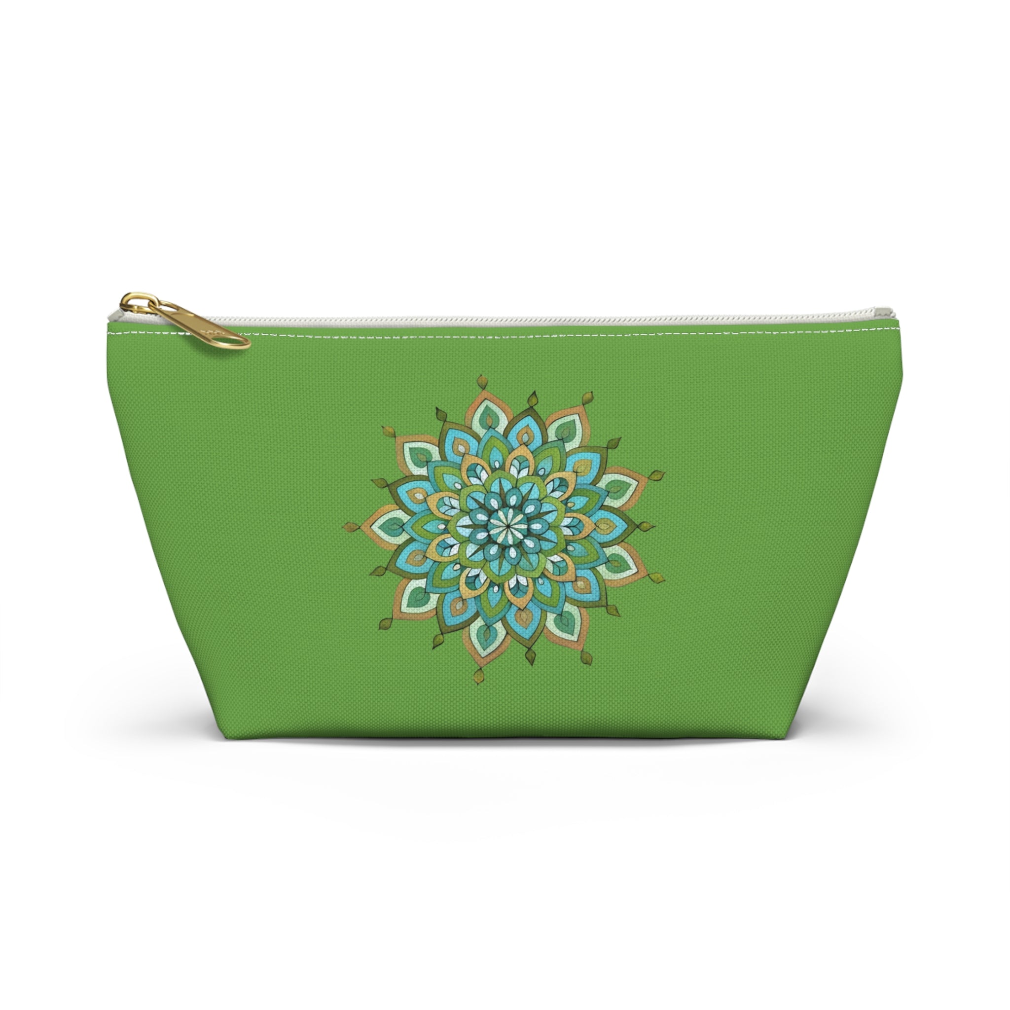 Mary Mandala Art Green Mandala Accessory Pouch — T‑Bottom Cosmetic Bag