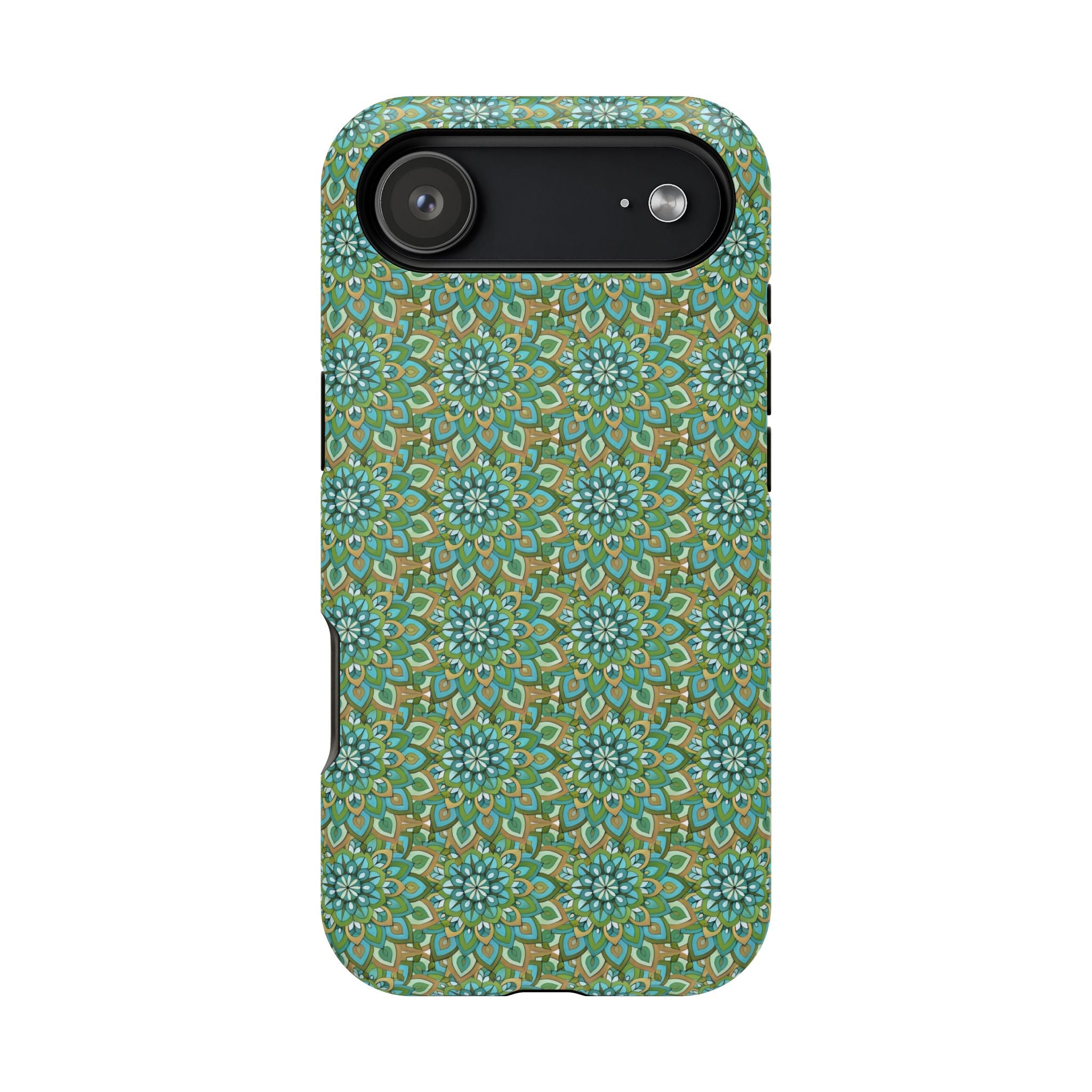Mary Mandala Magnetic Impact-Resistant Phone Case — Green Floral Mandala Pattern