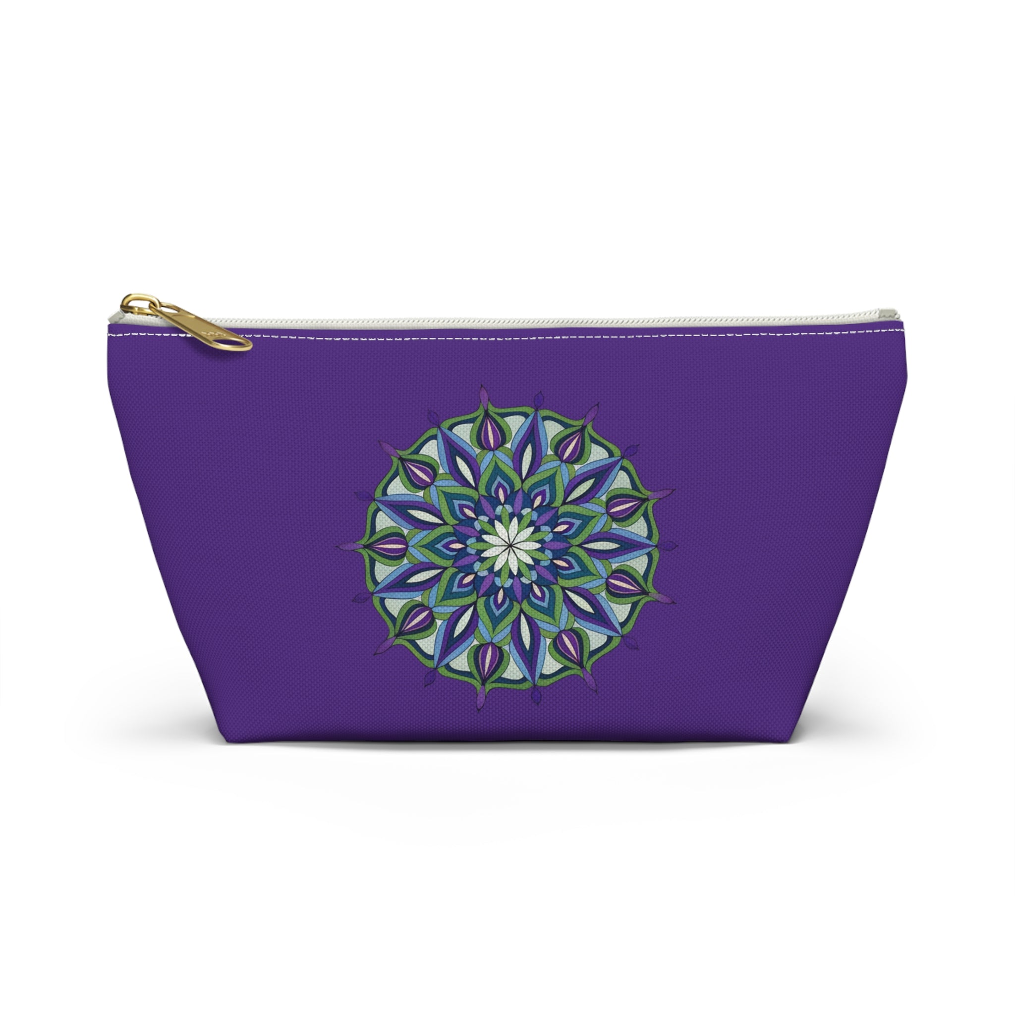 Greeshmi Mandala Art Accessory Pouch — Purple T‑Bottom Cosmetic Bag