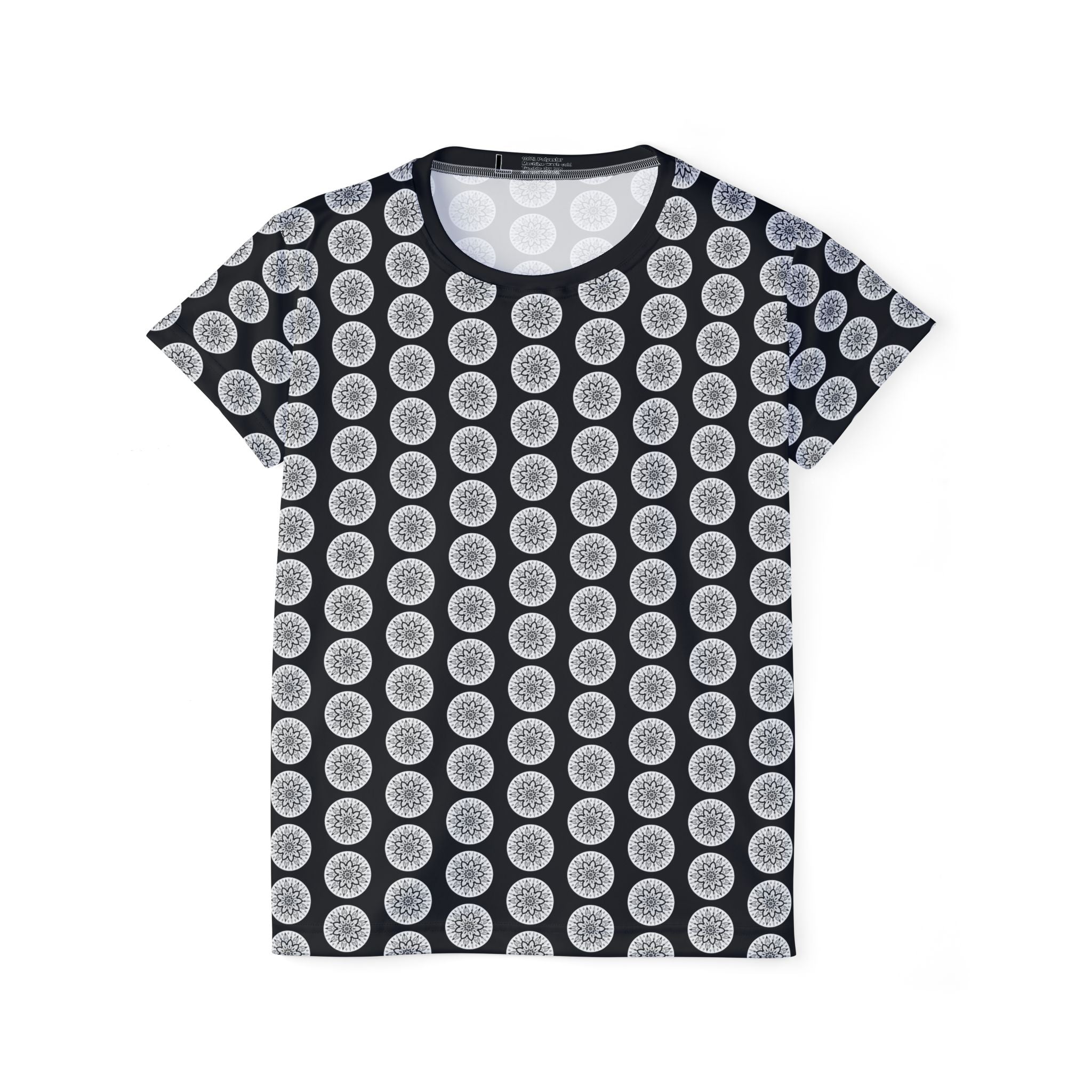 Martin Mandala Women's Athletic Jersey — Black & White Geometric Circle All-Over Print