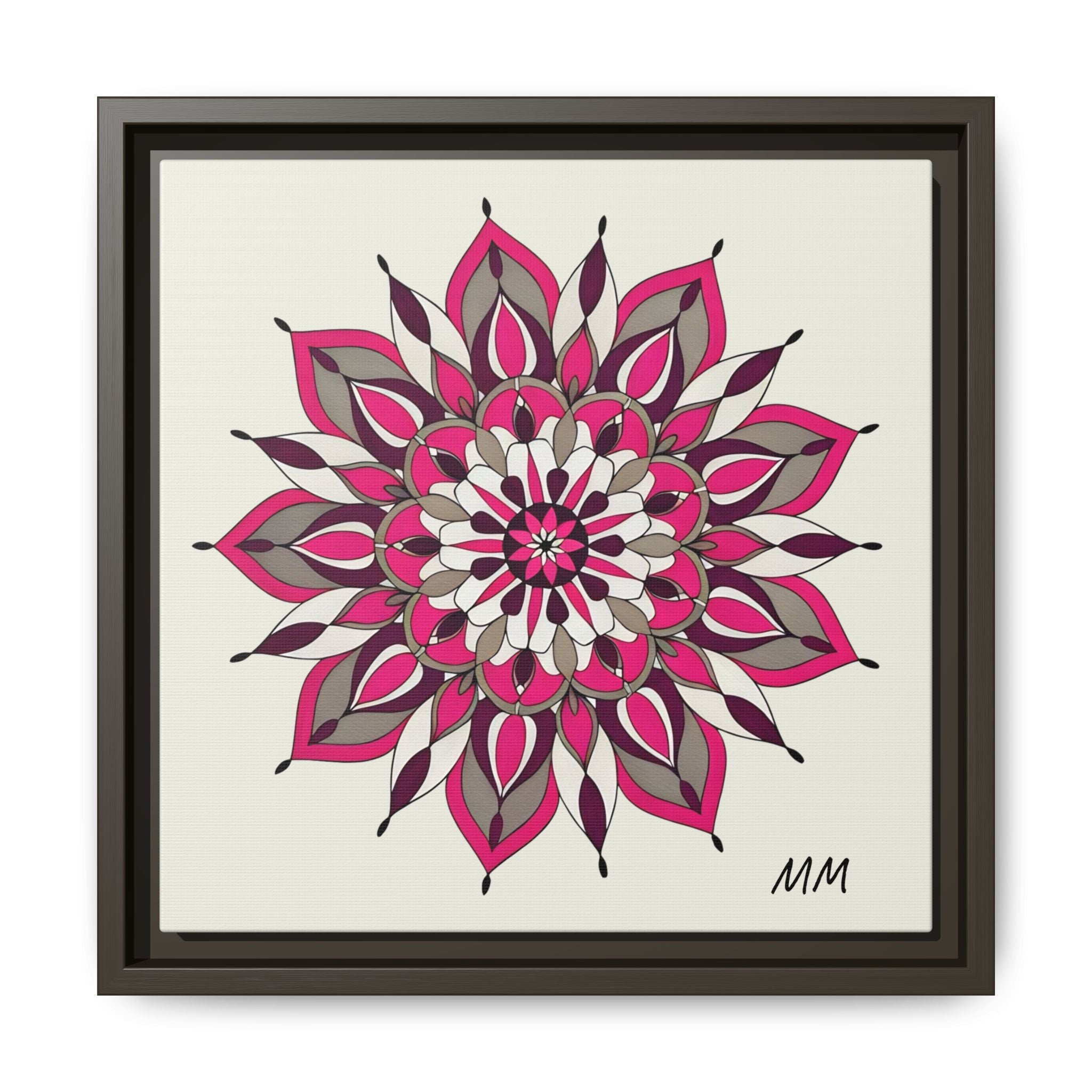 Maeve Framed Pink Mandala Matte Canvas Art — Modern Floral Wall Decor