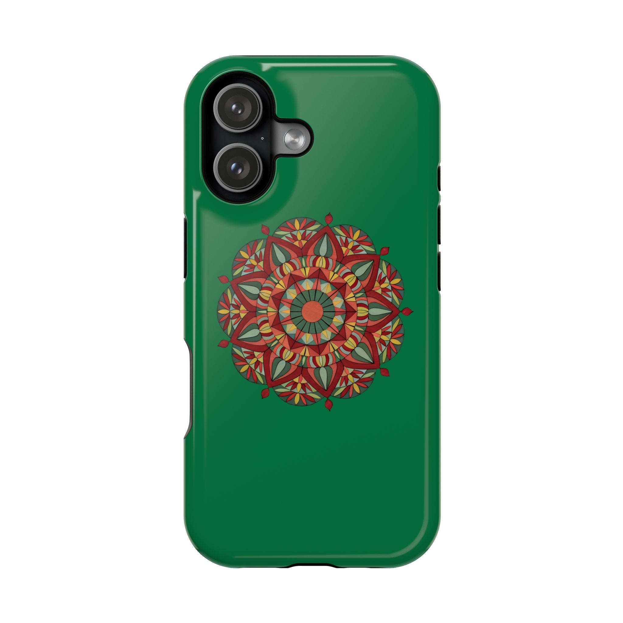 Thalia Mandala Art Impact-Resistant Magnetic Phone Case — Red Green Floral Mosaic
