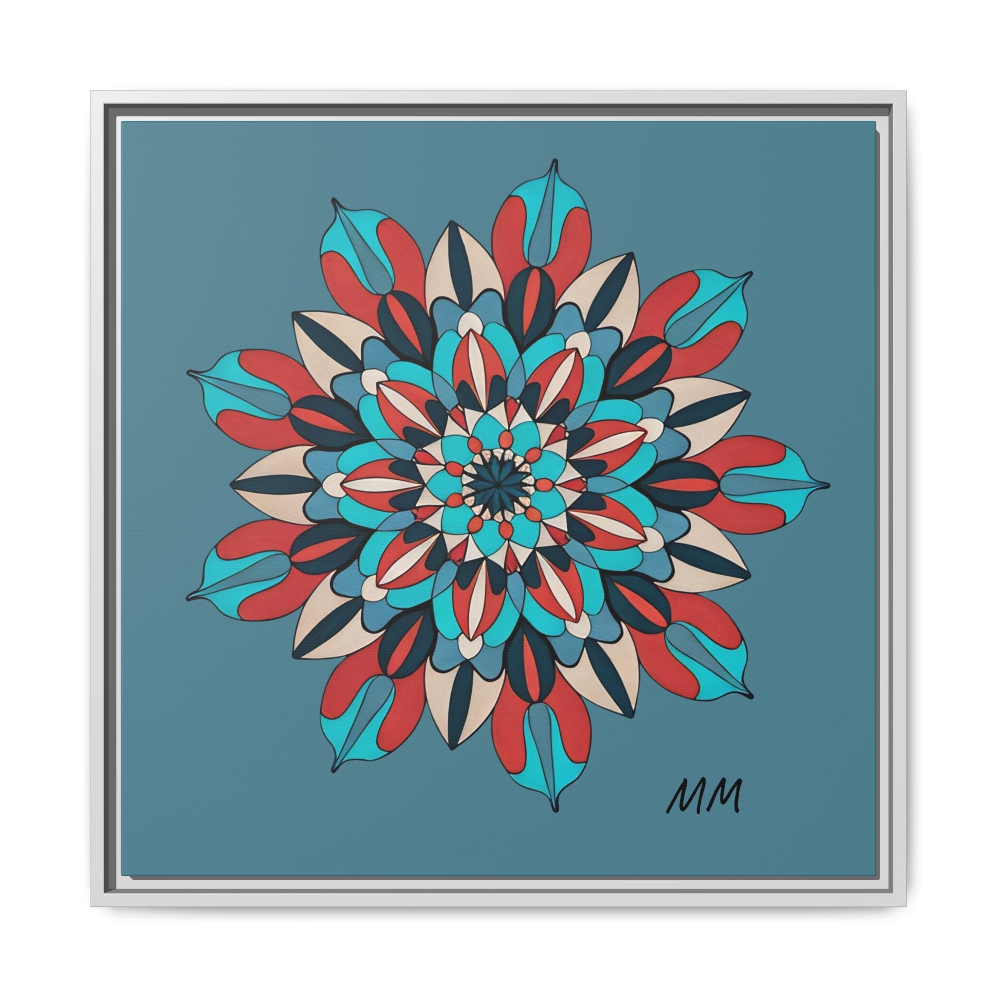 Ella Mandala Matte Canvas, Framed (Multi-color)