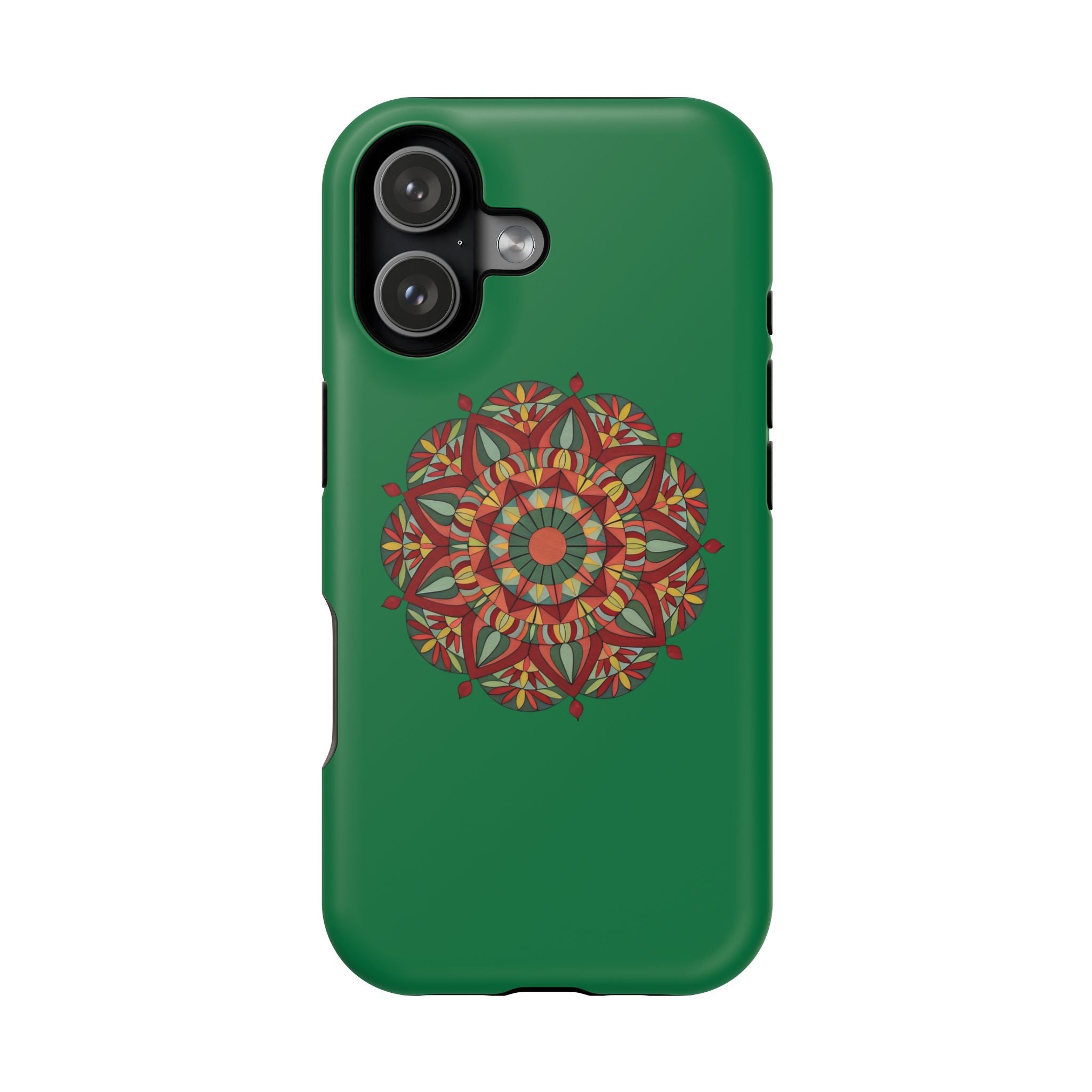 Thalia Mandala Art Impact-Resistant Magnetic Phone Case — Red Green Floral Mosaic