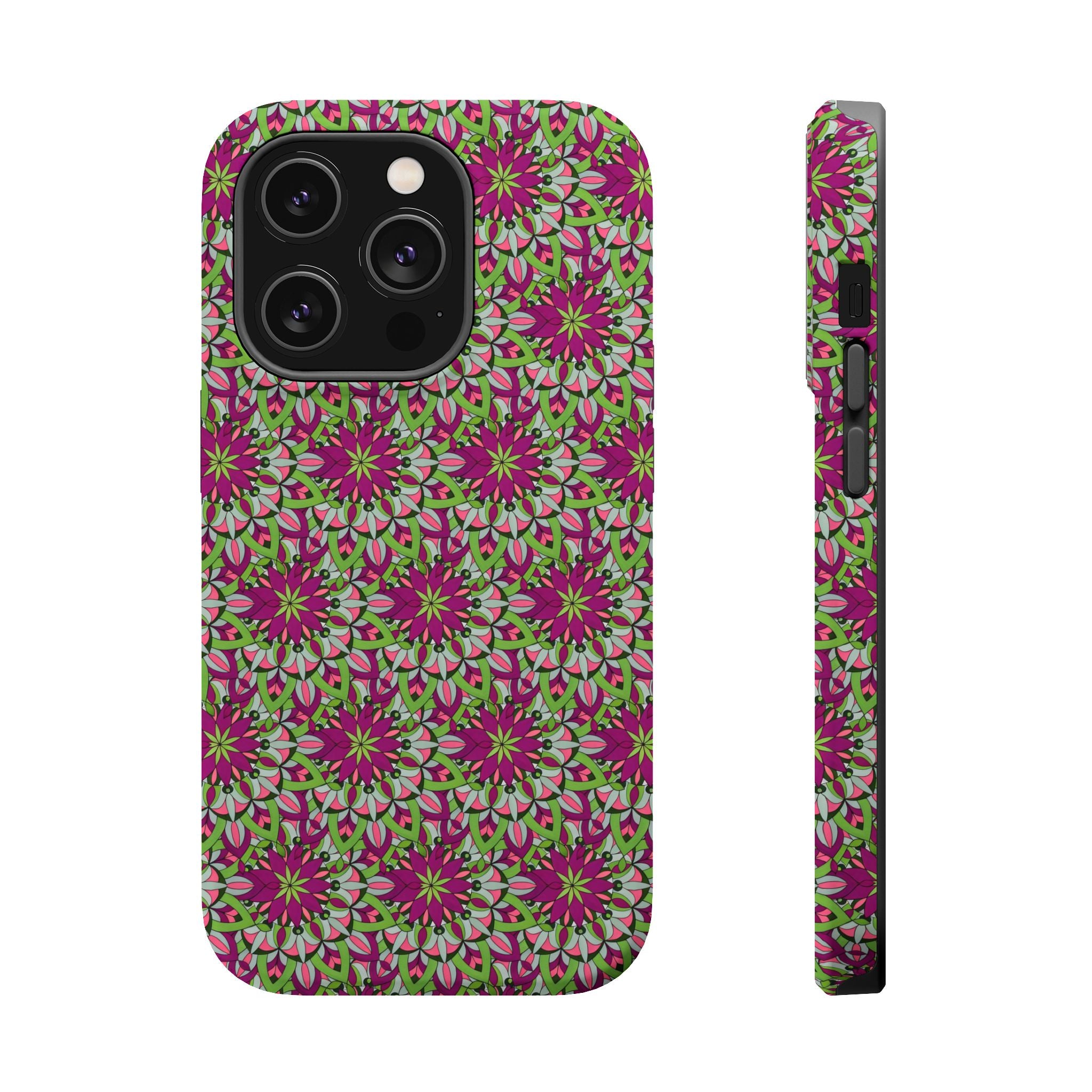 Cali Mandala Art Floral Kaleidoscope Magnetic Impact Phone Case — Protective iPhone Cover