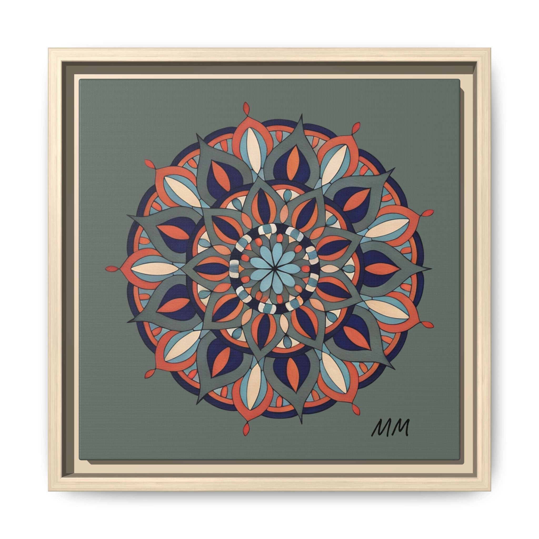 Delilah Framed Mandala Wall Art — Matte Canvas Floral Geometric Print