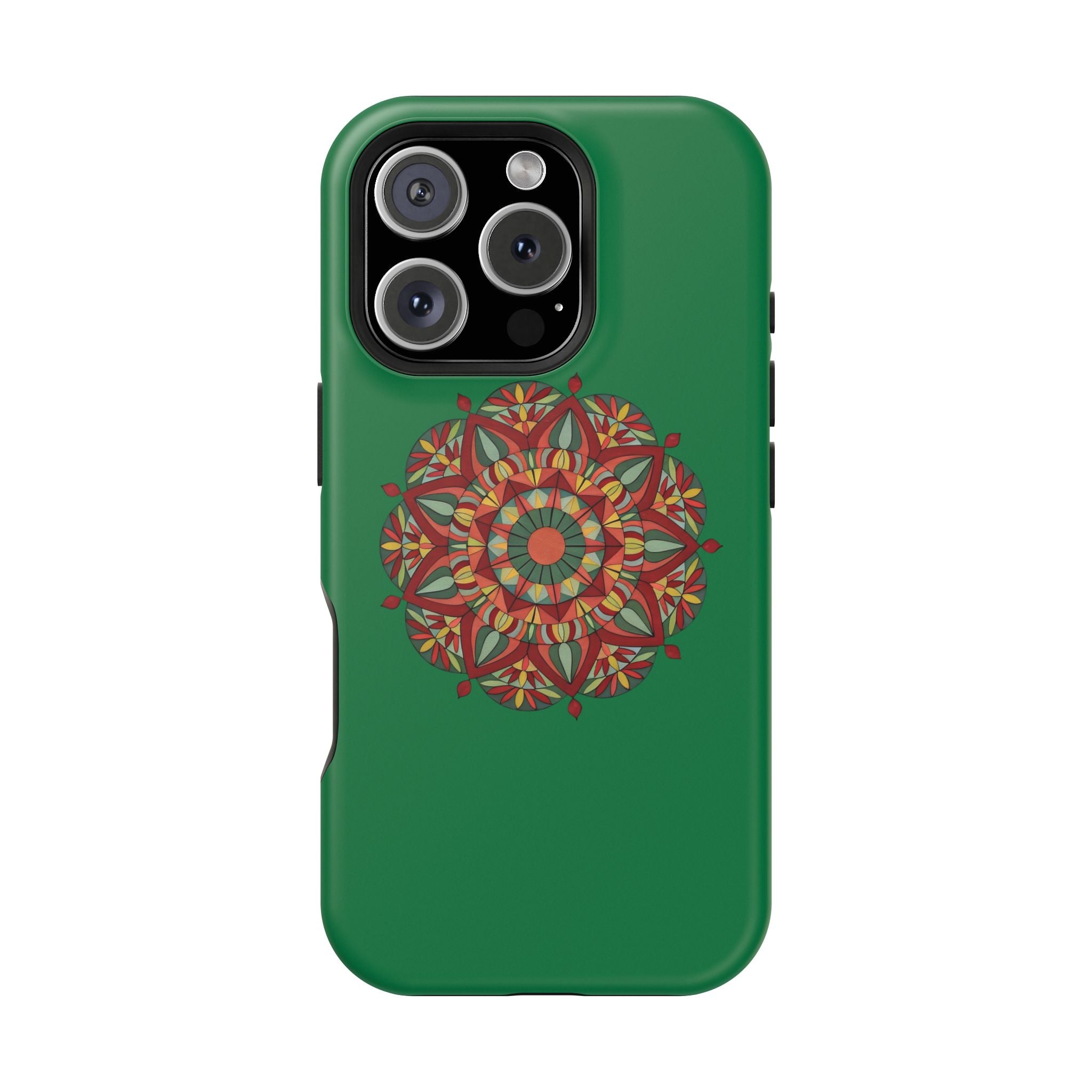 Thalia Mandala Art Impact-Resistant Magnetic Phone Case — Red Green Floral Mosaic