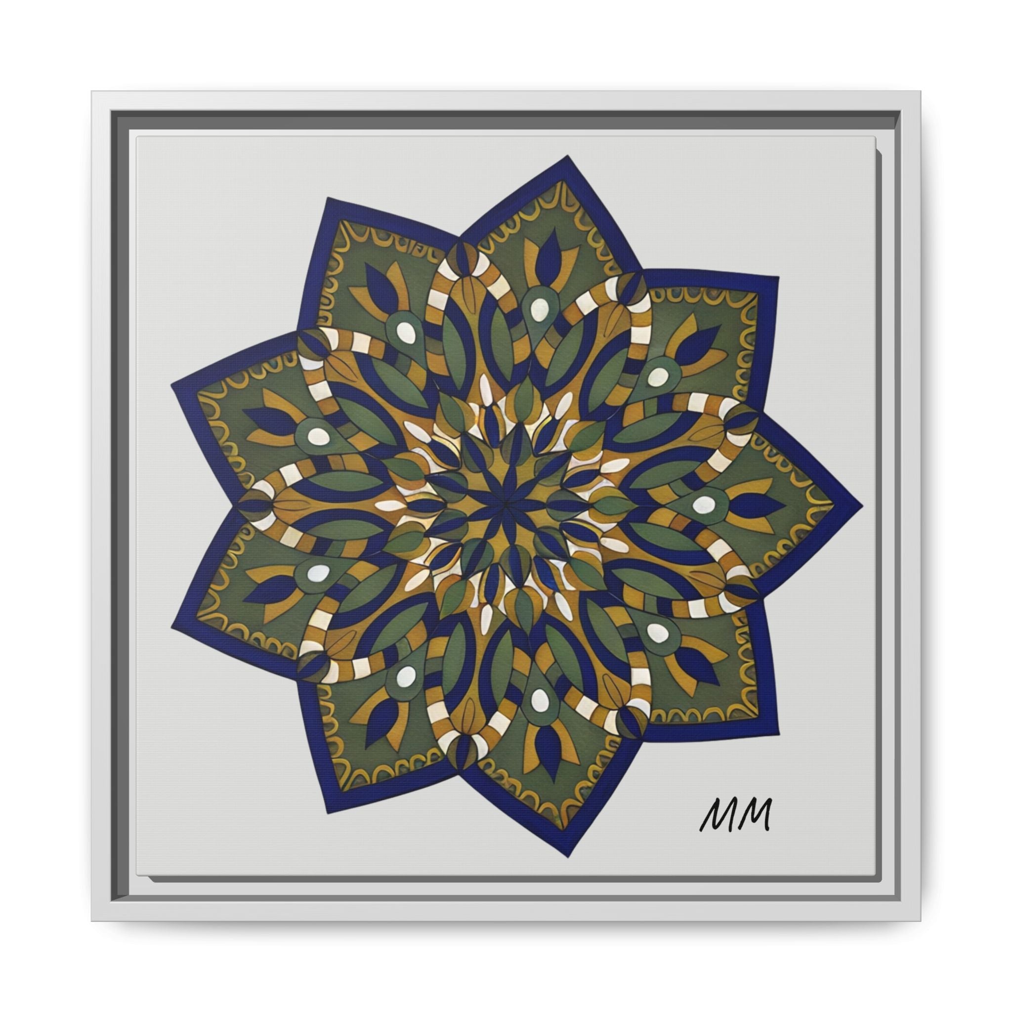 Nata Mandala Wall Art Print — Framed Matte Canvas (Multi-Color)