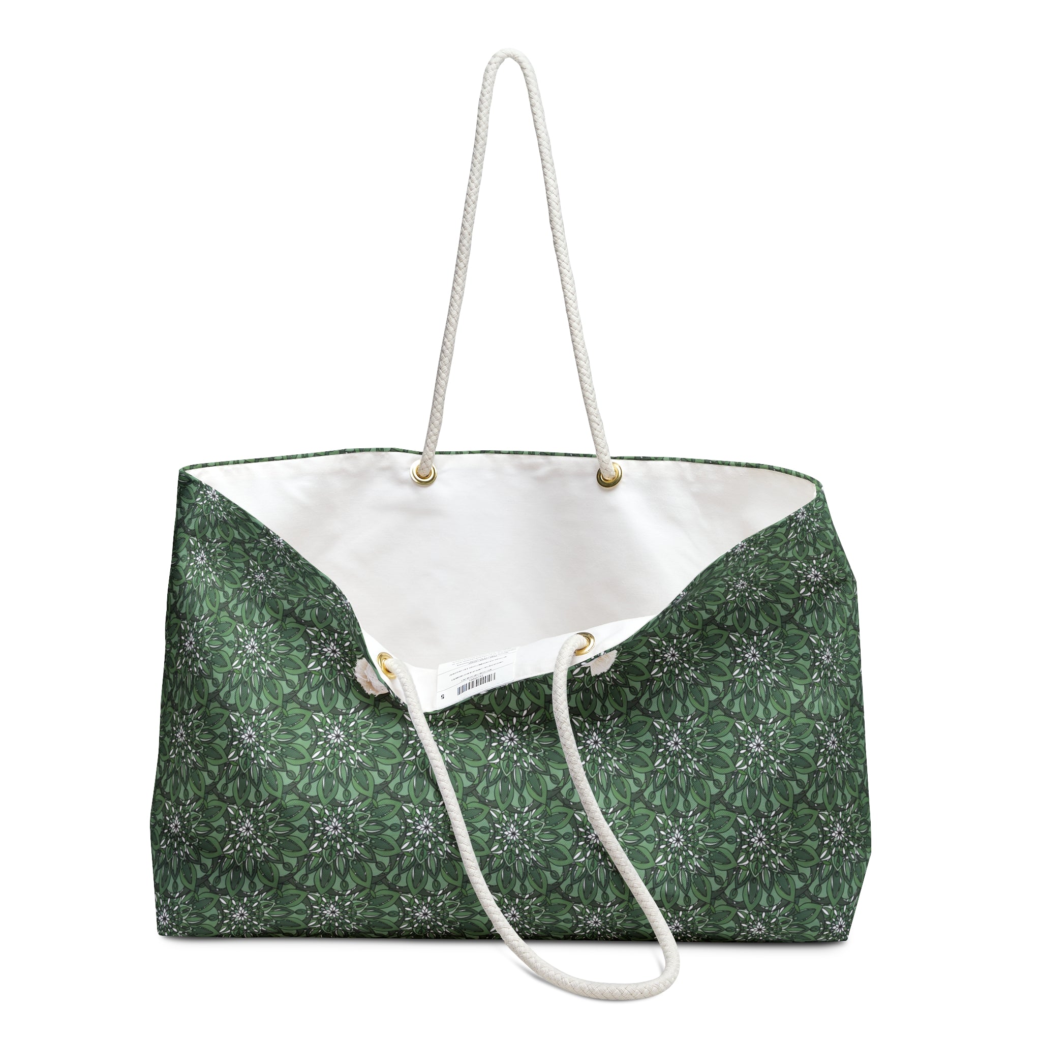 Lyndon Mandala Art Green Weekender Bag – Boho Travel Tote for Yoga, Beach & Weekend Getaways