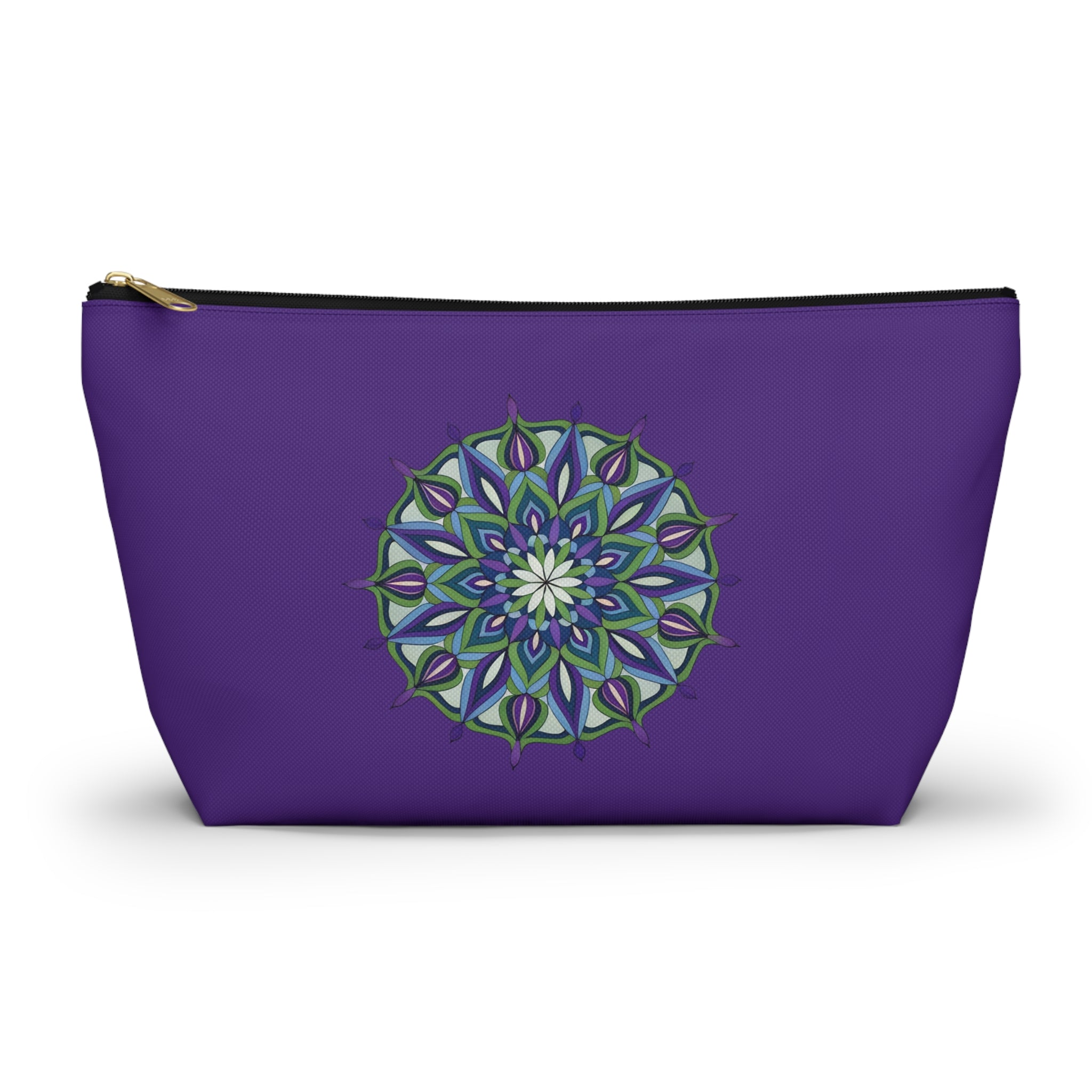 Greeshmi Mandala Art Accessory Pouch — Purple T‑Bottom Cosmetic Bag