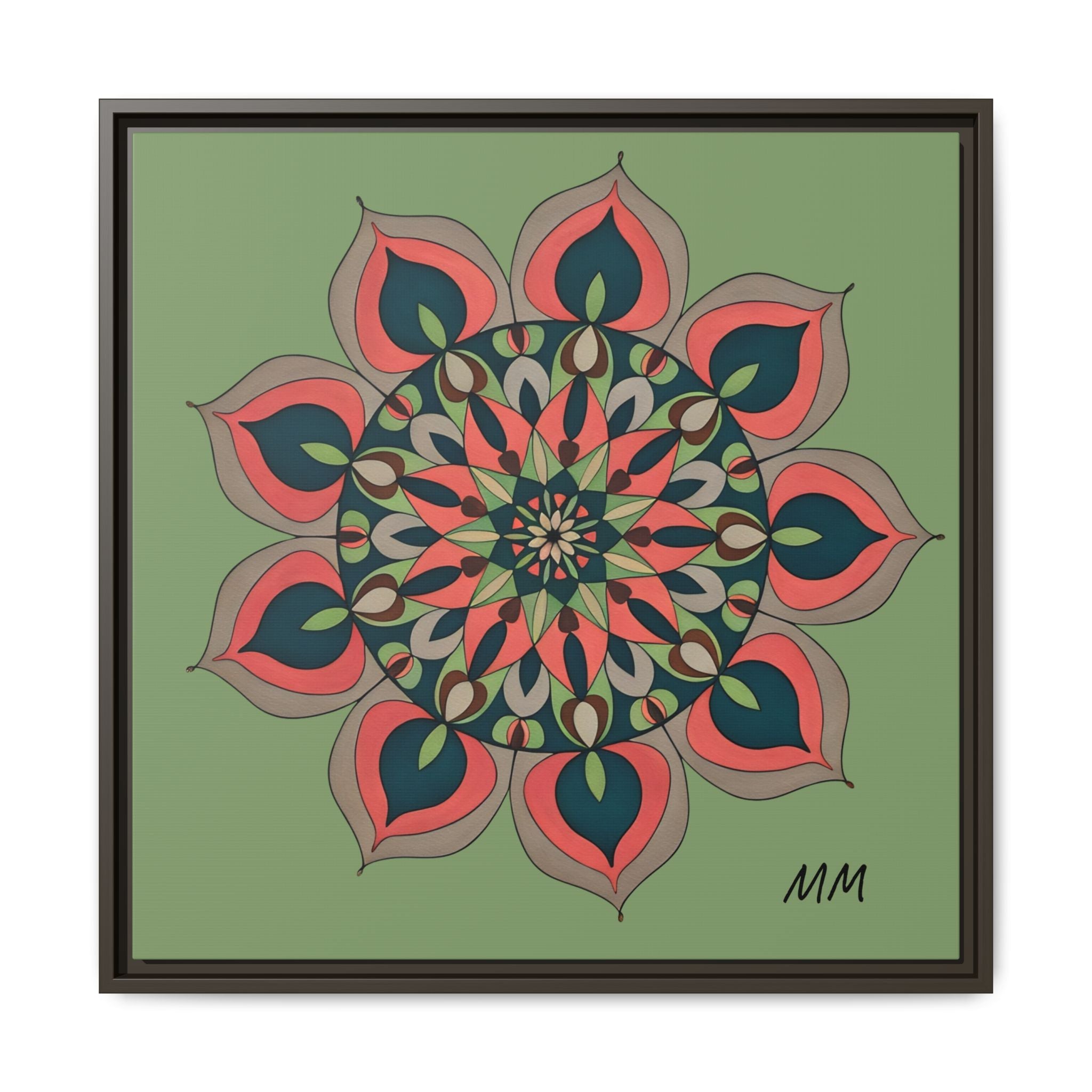 Aria Mandala Boho Floral Framed Canvas Art