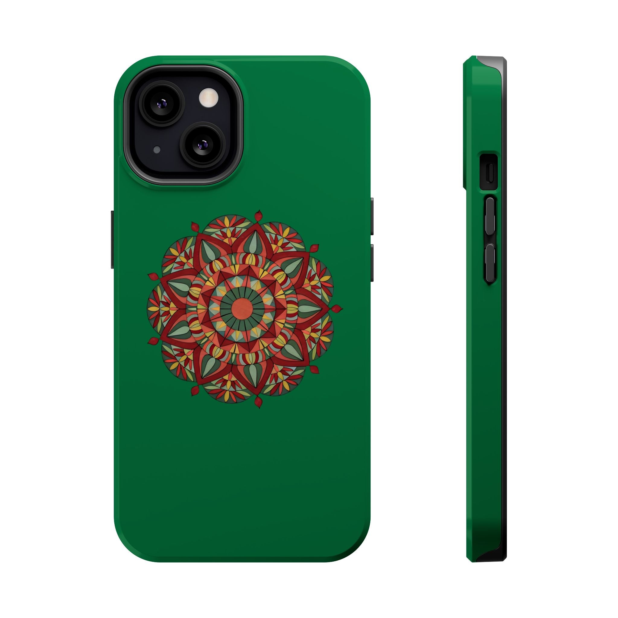 Thalia Mandala Art Impact-Resistant Magnetic Phone Case — Red Green Floral Mosaic